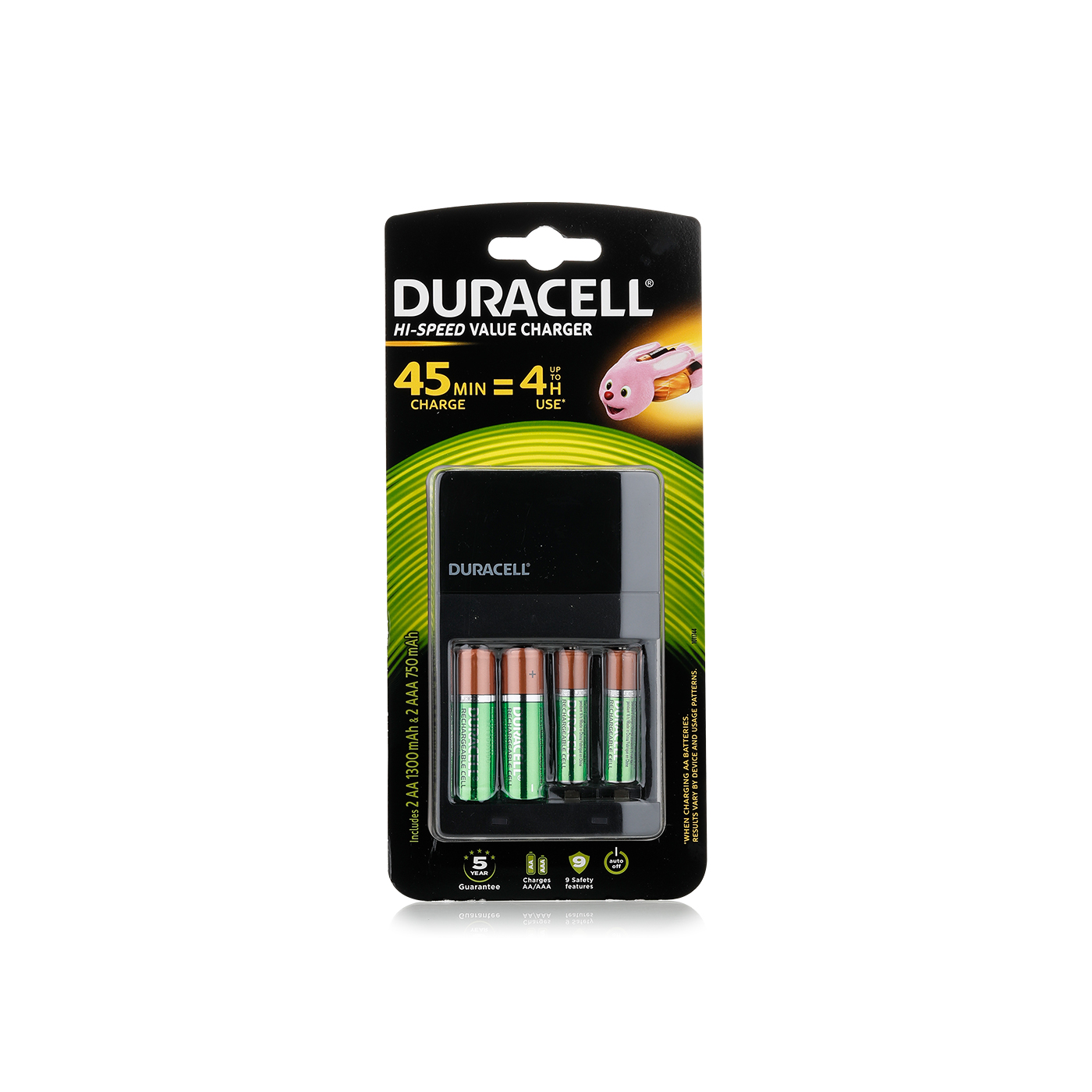 Duracell Hi-Speed Value Charger with 2 x AA & 2 x AAA Batteries