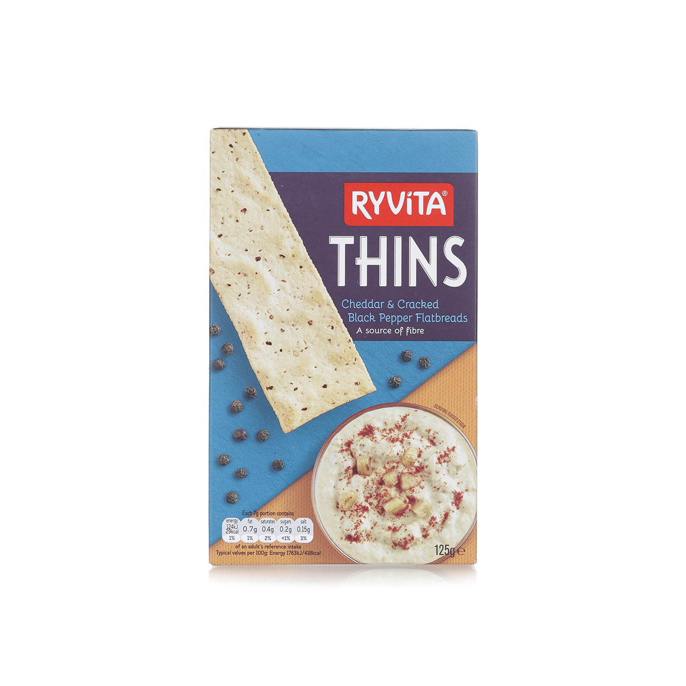Ryvita Thins Cheddar and Black Pepper 125g