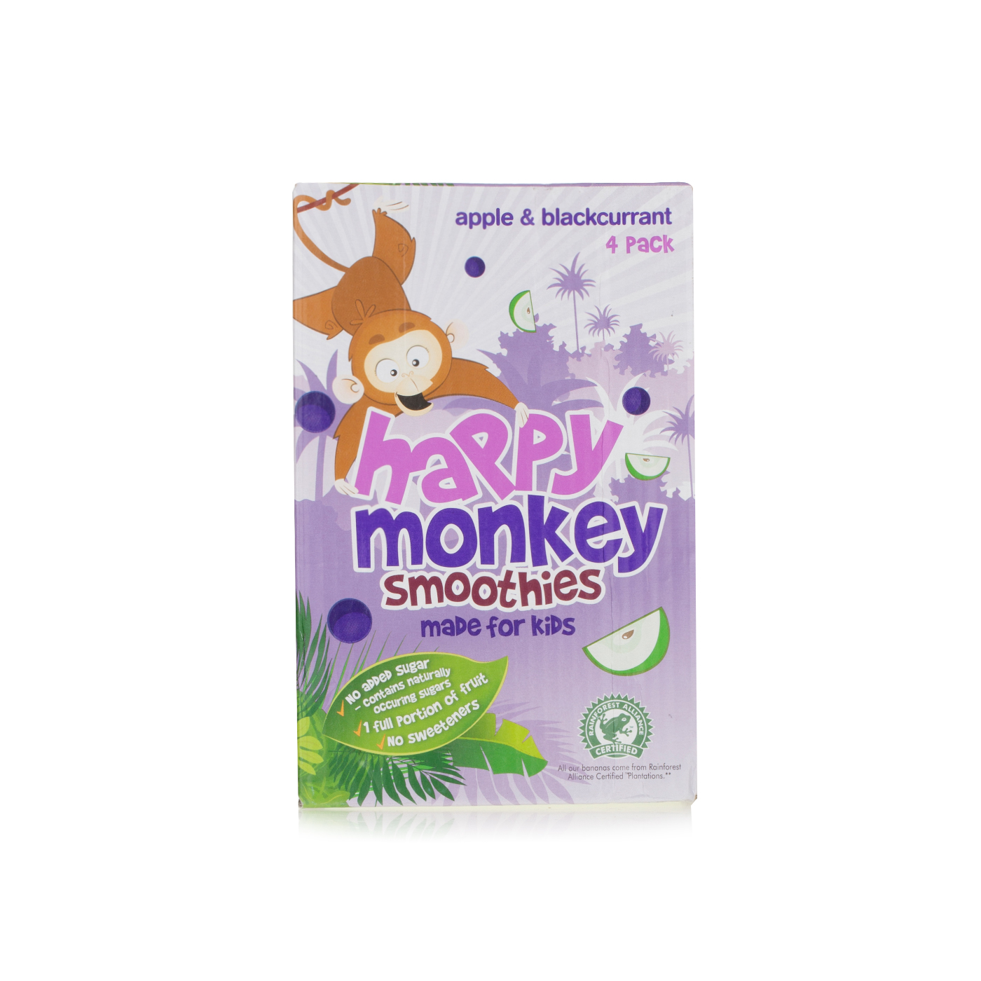 Happy Monkey Apple & Blackcurrant Smoothies 4 x 180ml
