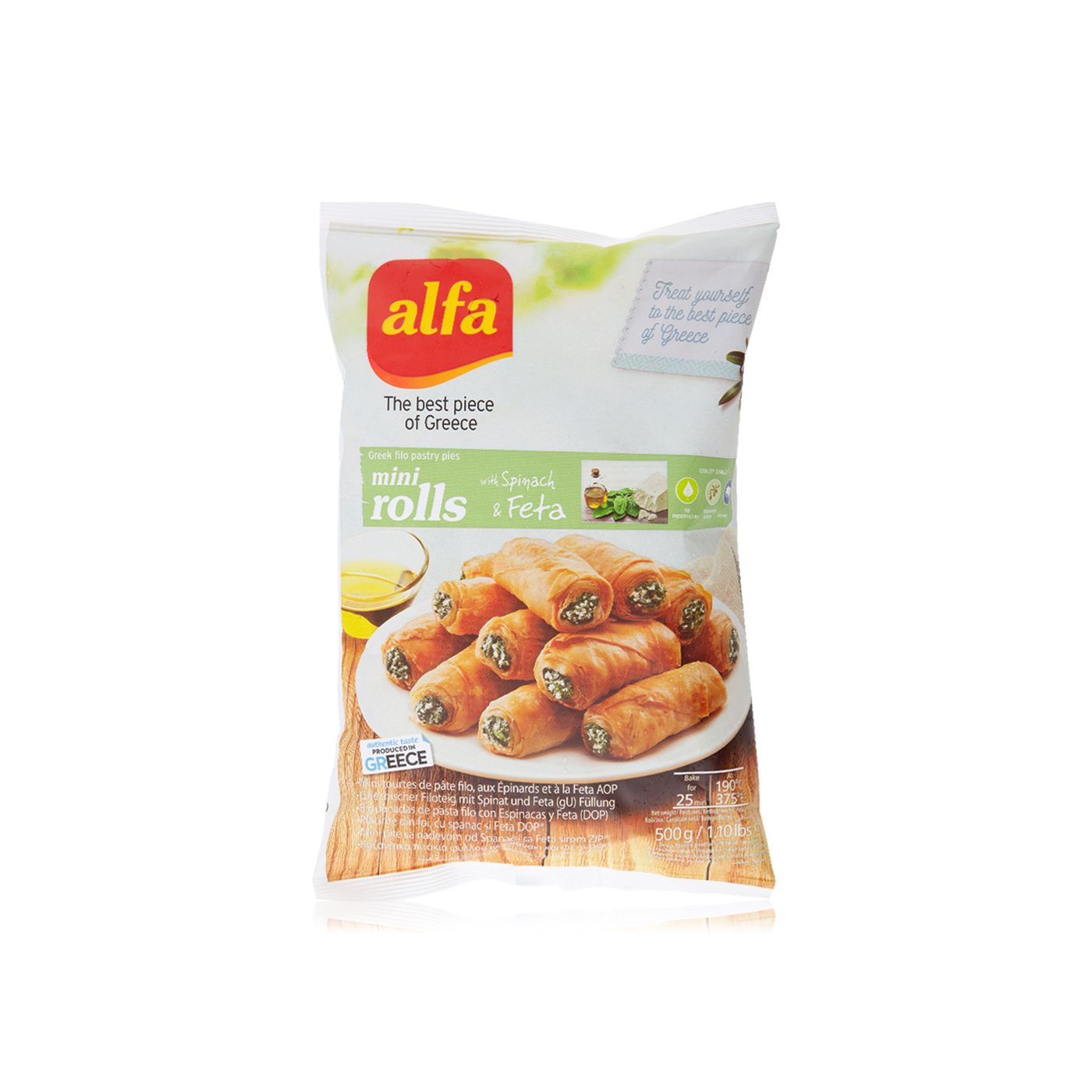 Alfa Frozen Rolls Mini Spinach And Feta Rolls 500G - Spinneys UAE