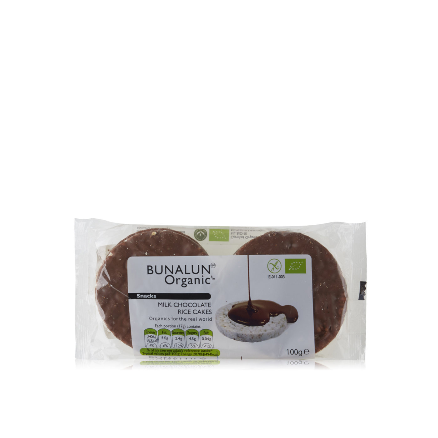 Bunalun Organic Milk Chocolate Rice Cakes 100g