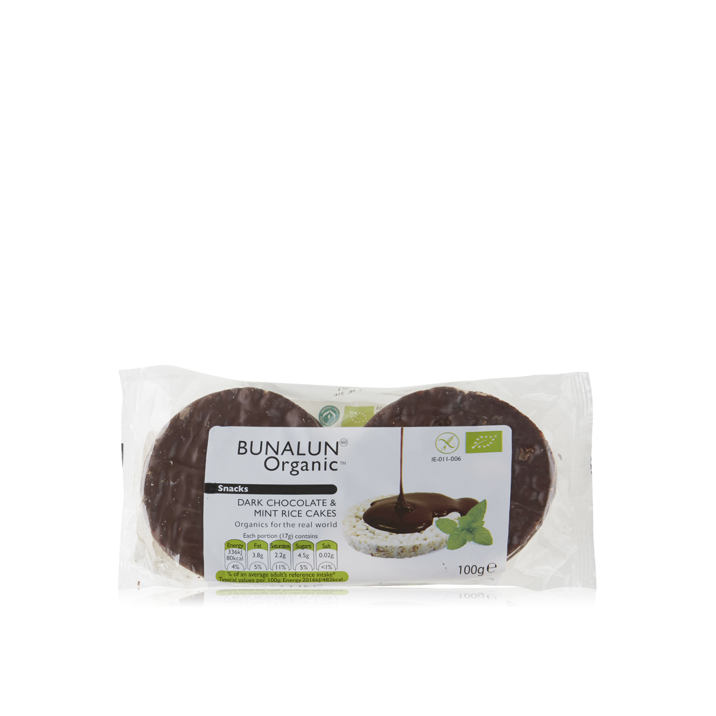 Bunalun Organic Dark Chocolate and Mint Rice Cakes 100g