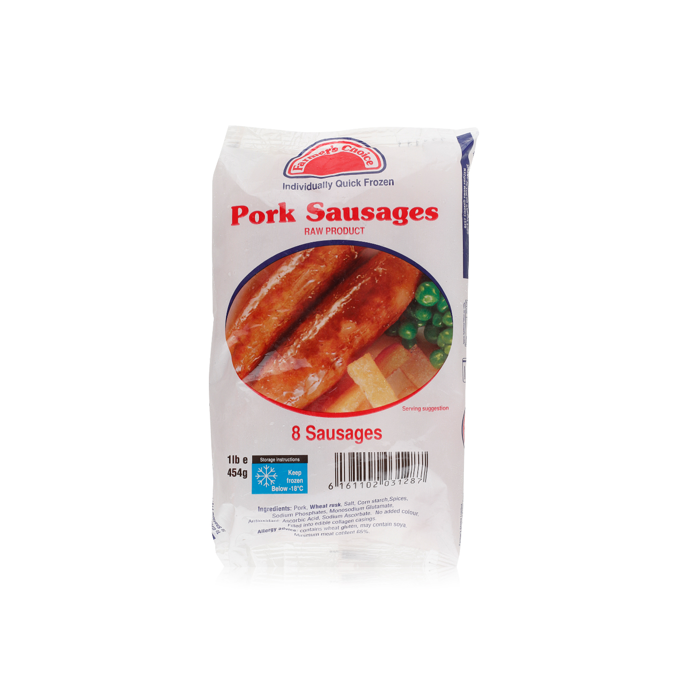 Farmer's Choice Frozen Pork Sausages X 8