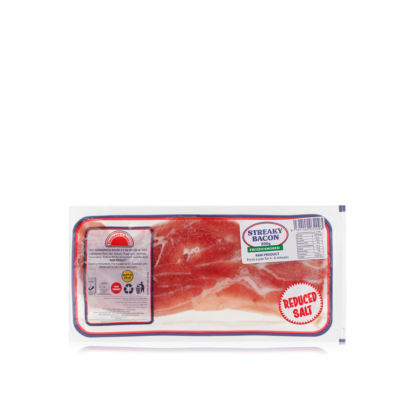 Farmer's Choice Frozen Smoked Streaky Bacon 200G