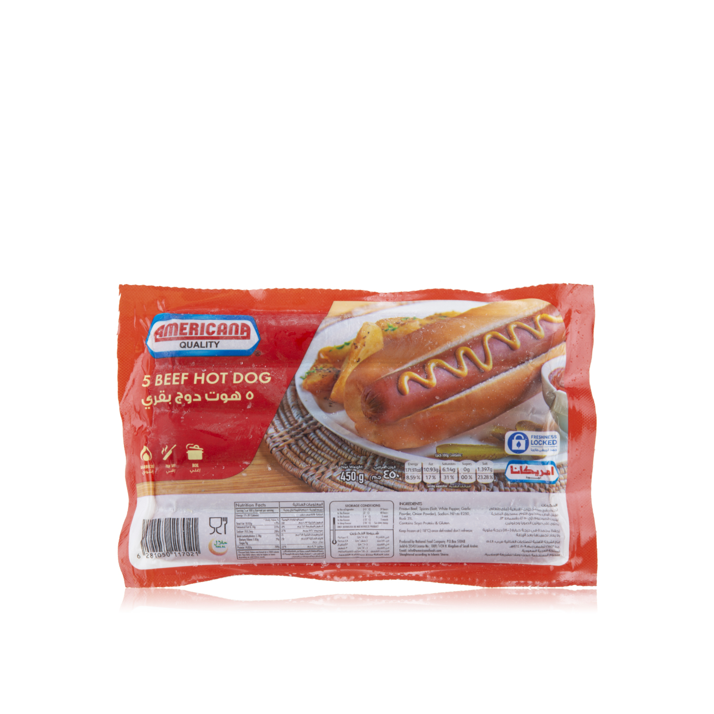 Americana Frozen Beef Hot Dogs X 5
