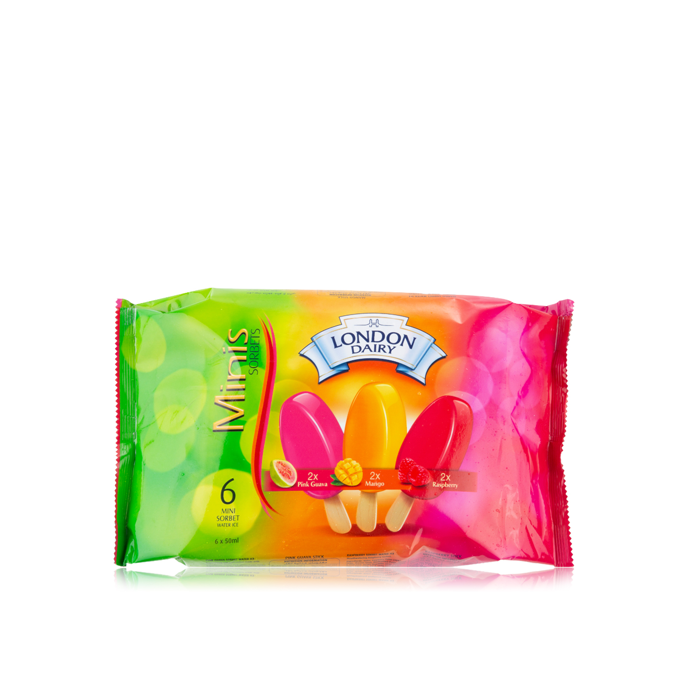 London Dairy Pink Guava, Mango And Raspberry Mini Sorbets 6 X 50Ml