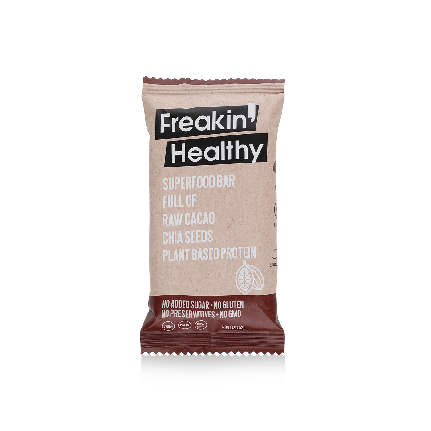 Freakin' Healthy Raw Cacao and Chia Seed Bar 40g