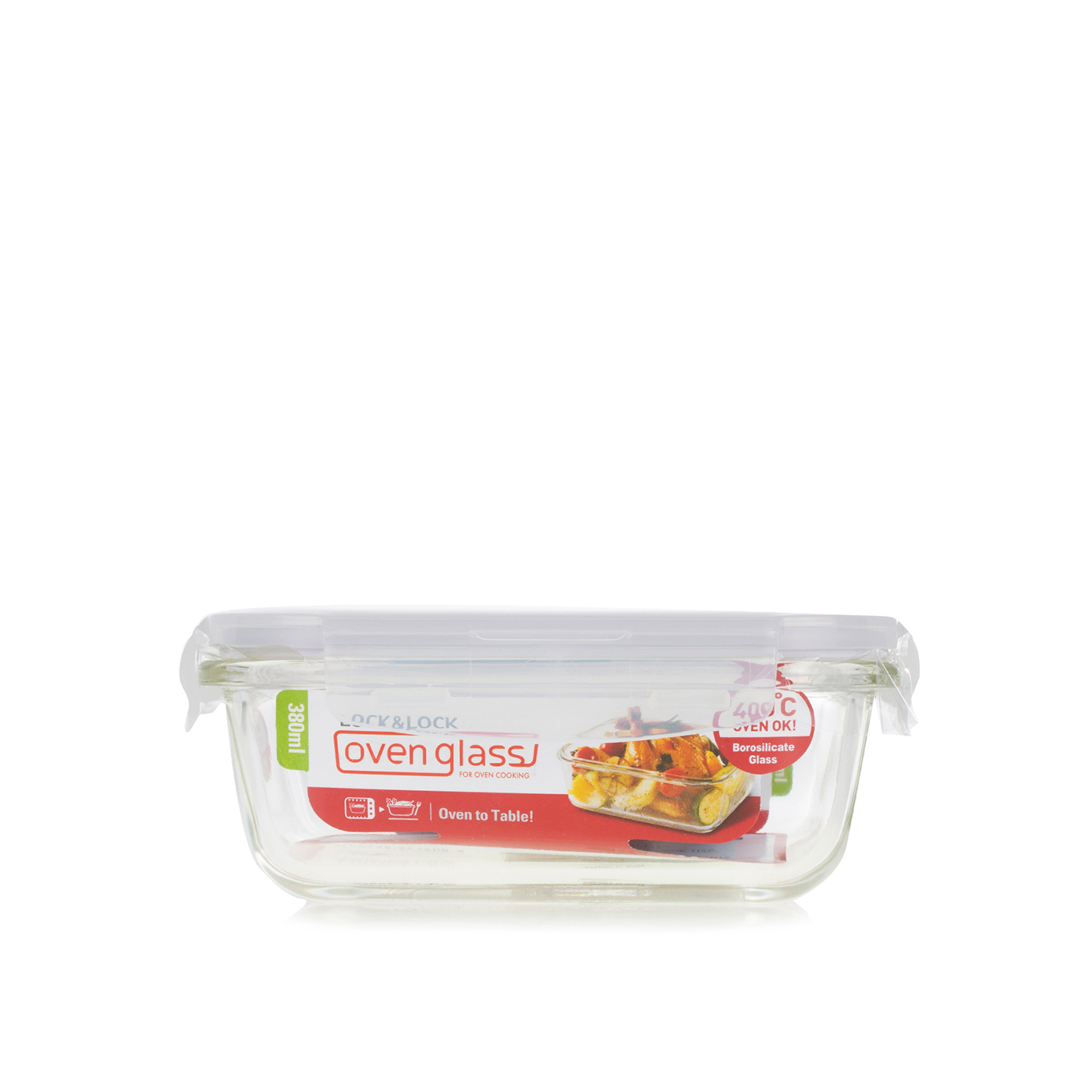 Lock & Lock heat resistant glass rectangular container 380ml - Spinneys UAE