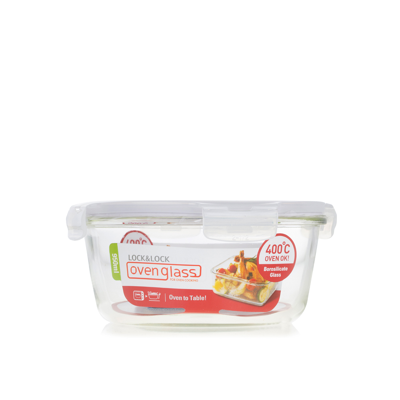 Lock & Lock Heat Resistant Glass Round Container 950ml