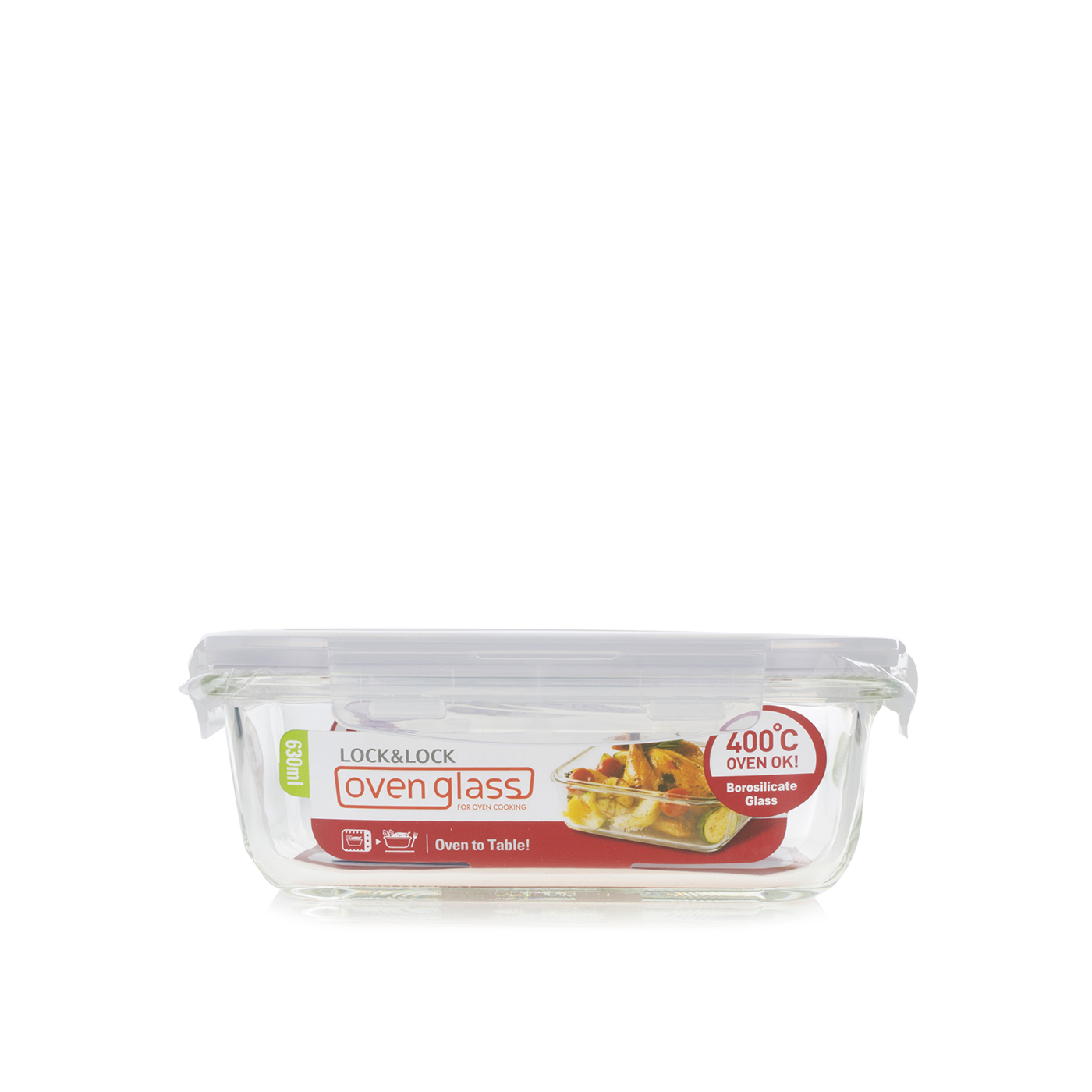 Lock & Lock heat resistant glass rectangular container 630ml - Spinneys UAE