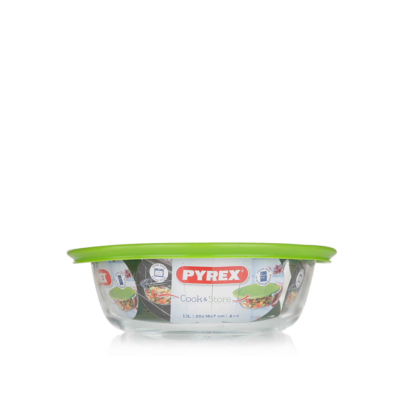 Pyrex Cook and Store Round Dish with Lid 1 litre