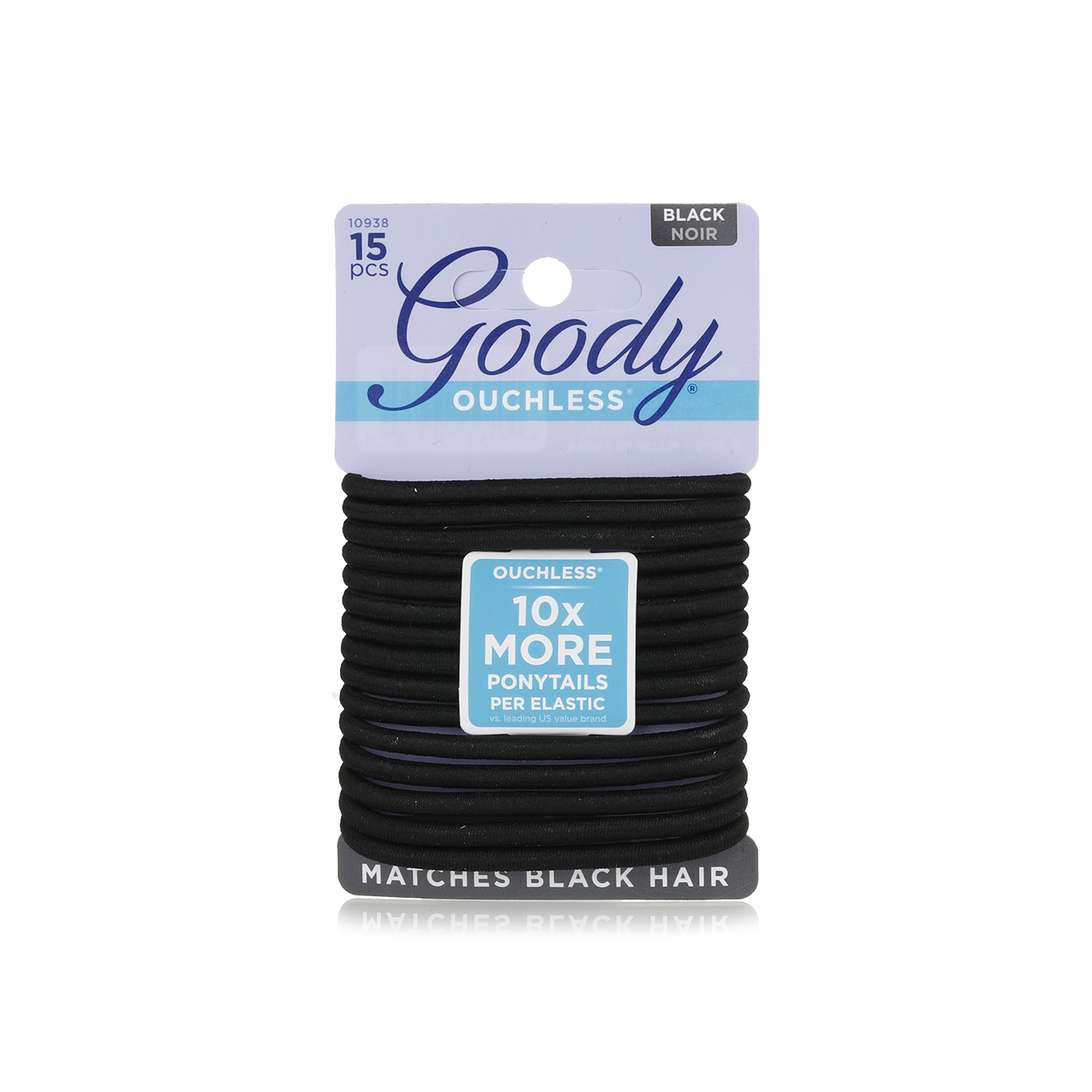 Goody Ouchless Black Hair Elastics x 15