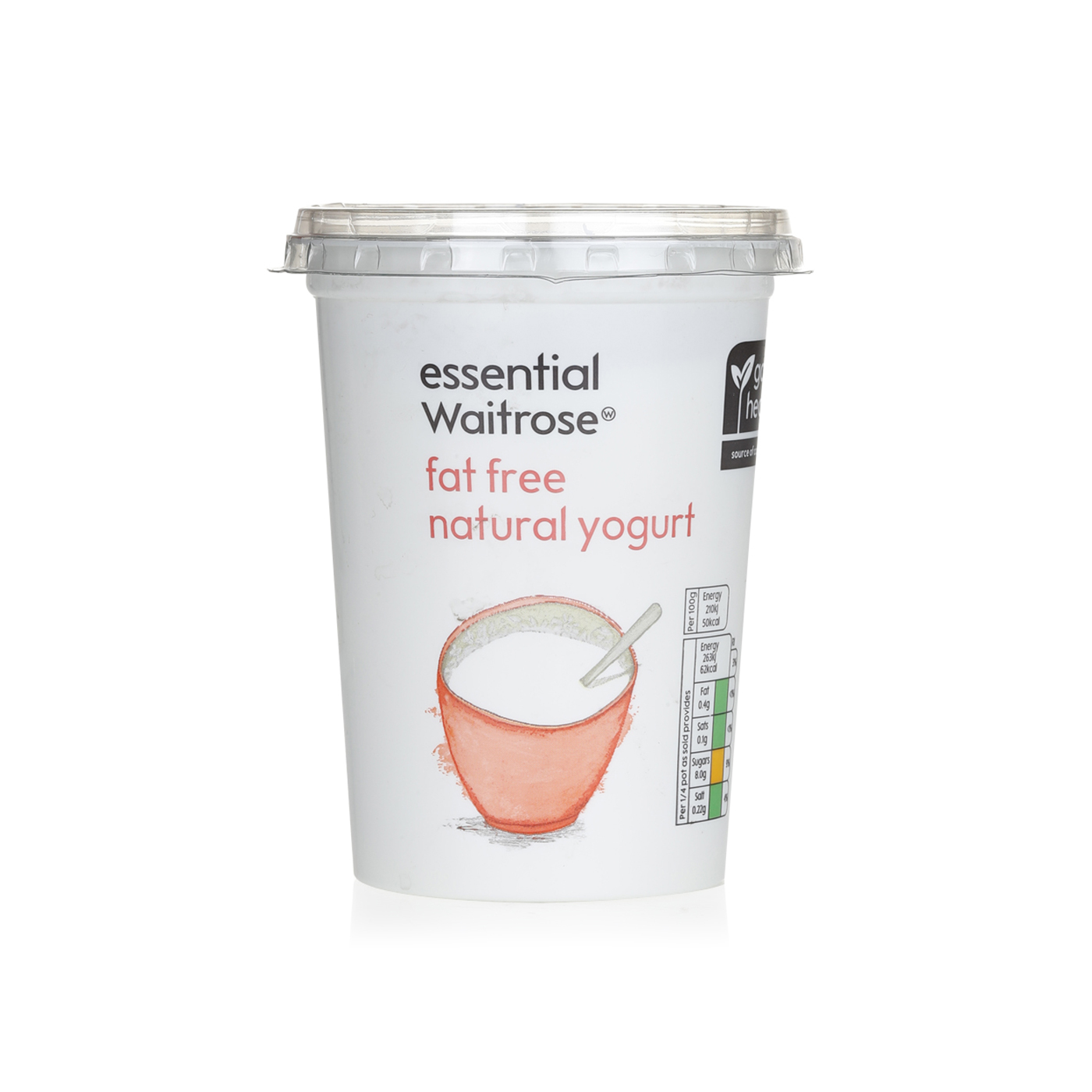Waitrose Essential Natural Fat-Free Yoghurt 500g