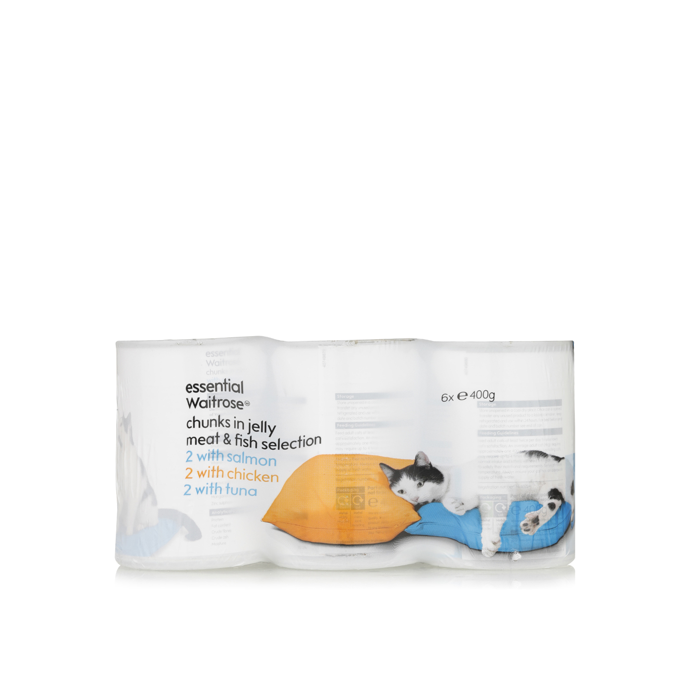Waitrose Essential Cat Food Chunks in Jelly Selection Pack 400g x 6