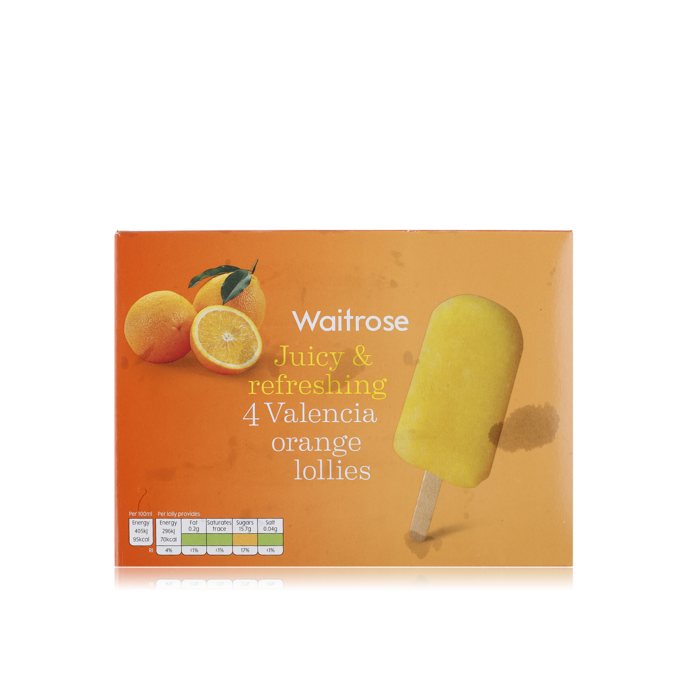 Waitrose Frozen Valencia Orange Lollies x 4
