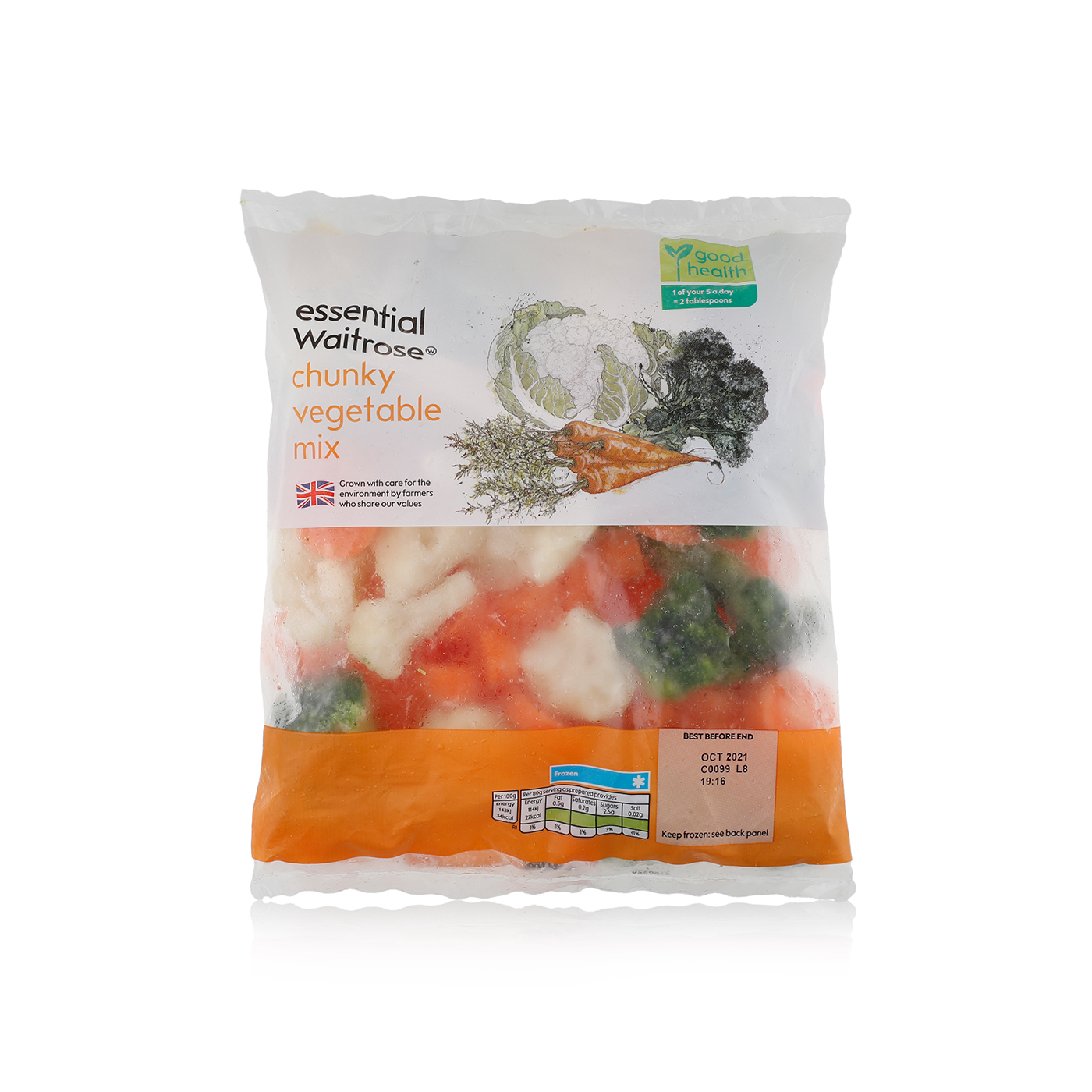 Waitrose Essential Frozen Chunky Vegetable Mix 750G