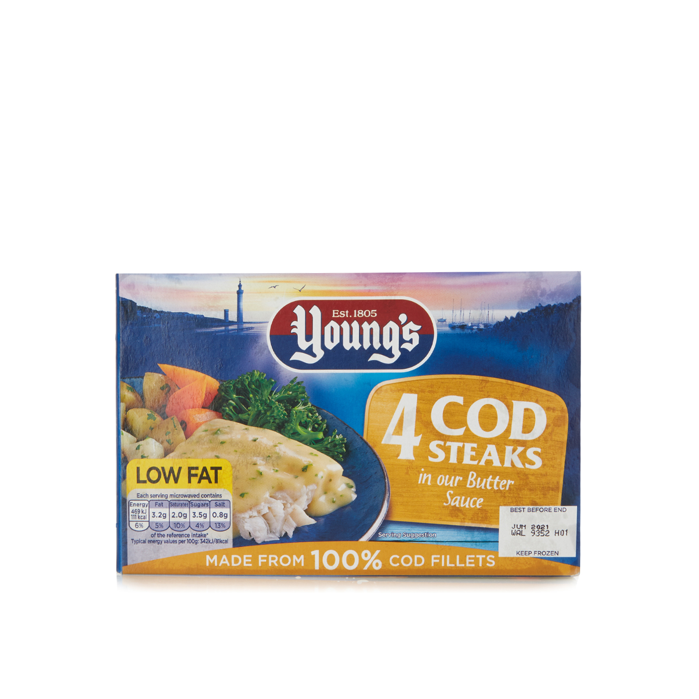 Youngs Frozen Cod Steaks In Butter Sauce X 4 560G