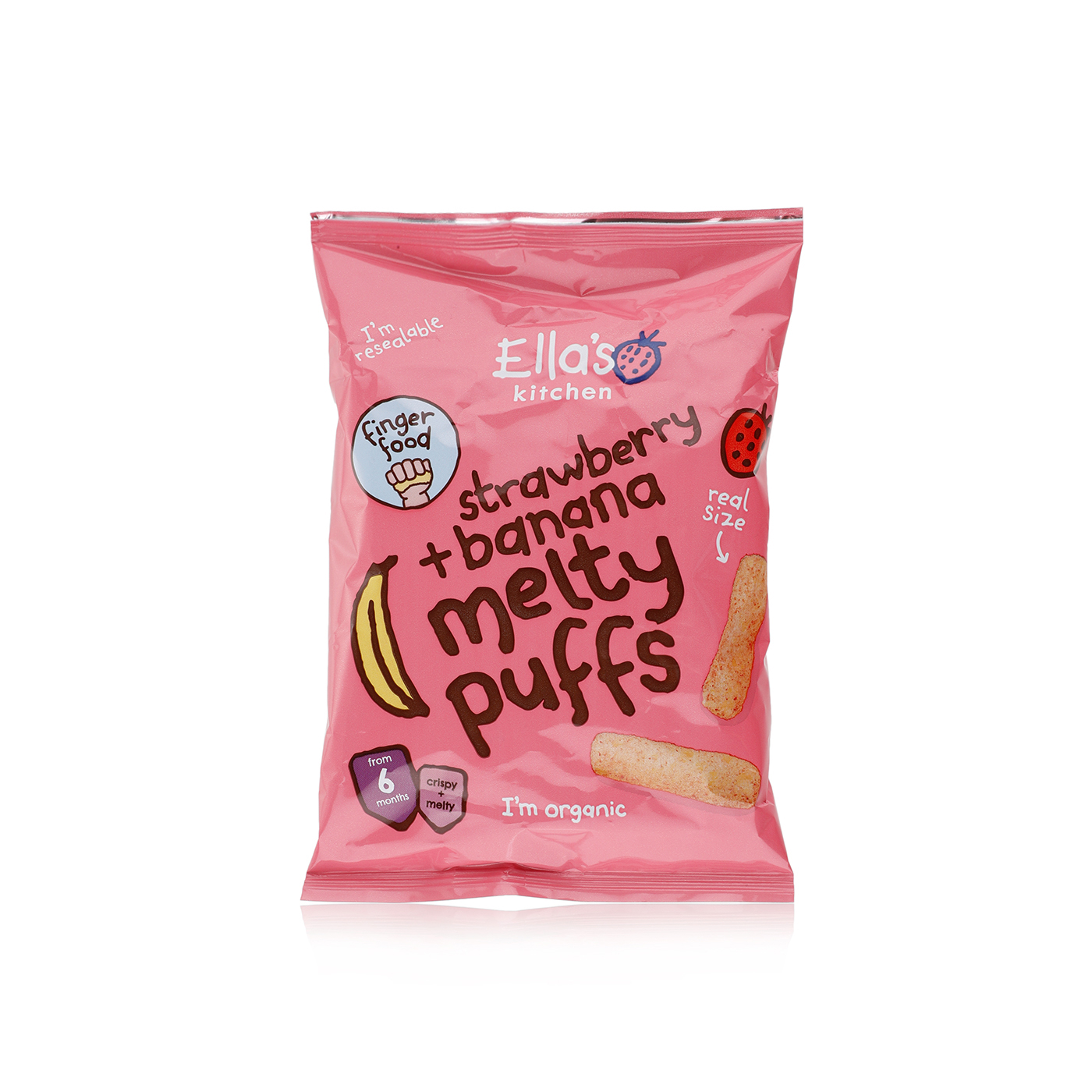 Ella's Kitchen Organic Strawberry Banana Melty Puffs 6+ Months 20g