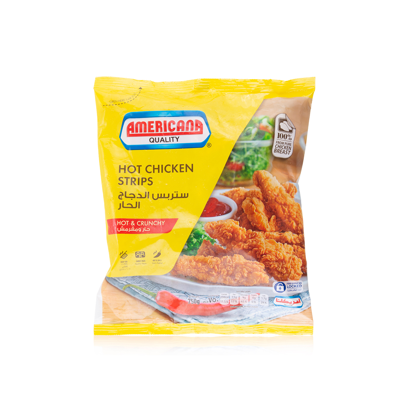 Americana Frozen Hot And Crunchy Chicken Strips 750G