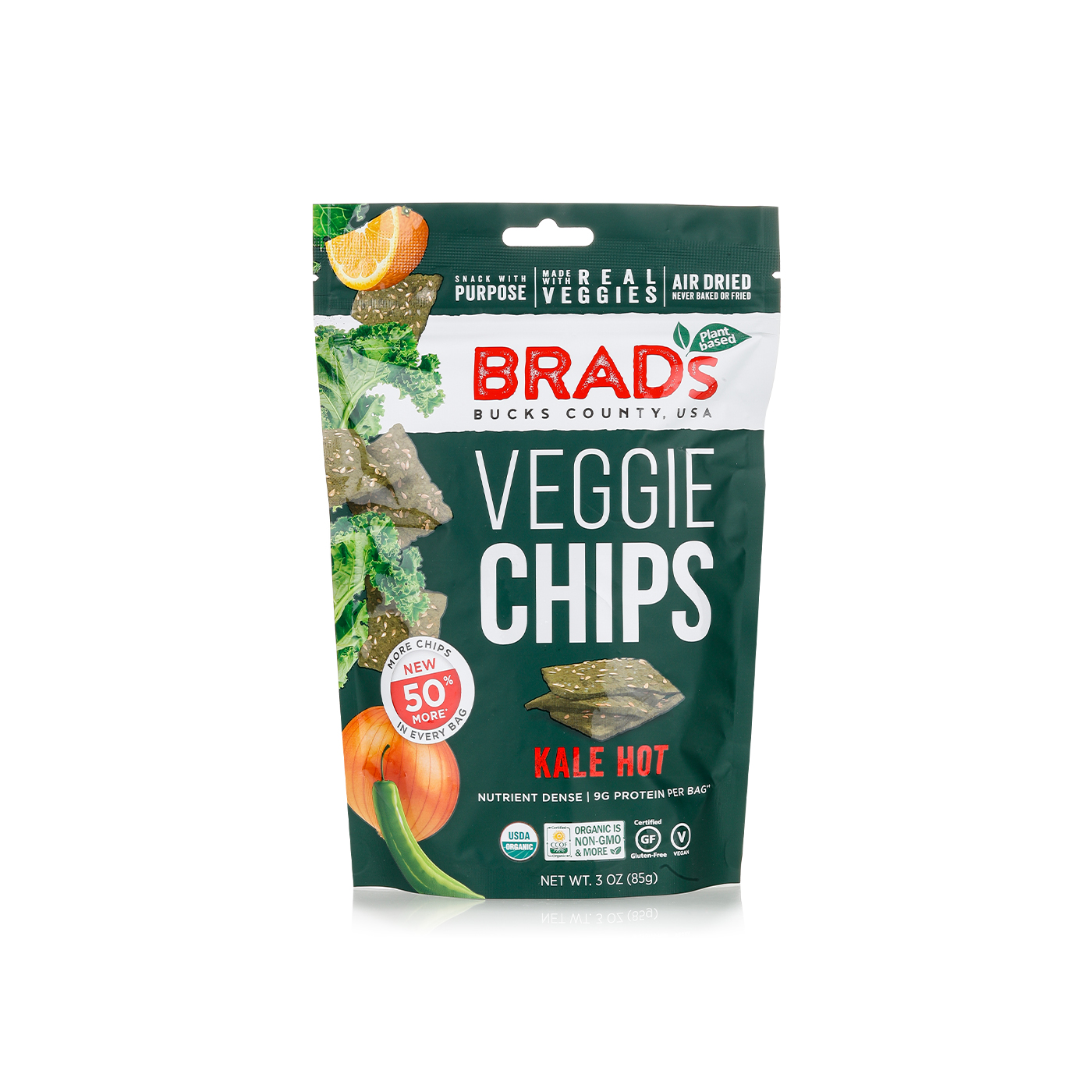 Brad's Plant Based kale veggie chips hot 85g Spinneys UAE