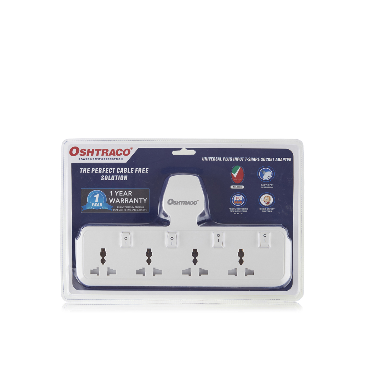 Oshtraco T-Socket Switched Adapter 4 Way