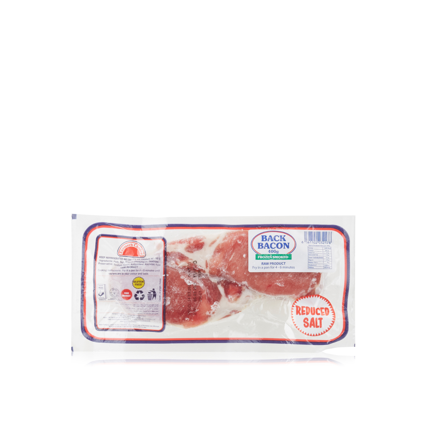 Farmer's Choice Frozen Choice Smoked Back Bacon 400G