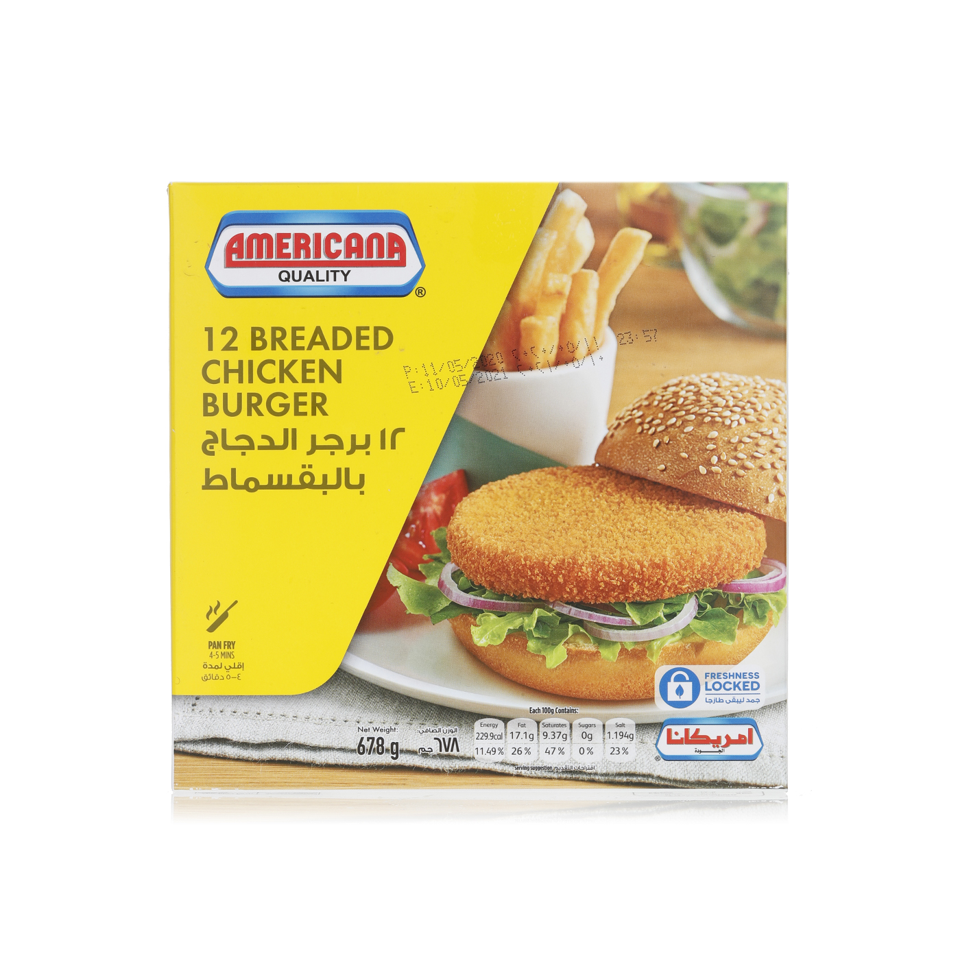 Americana Frozen Breaded Chicken Burger X 12