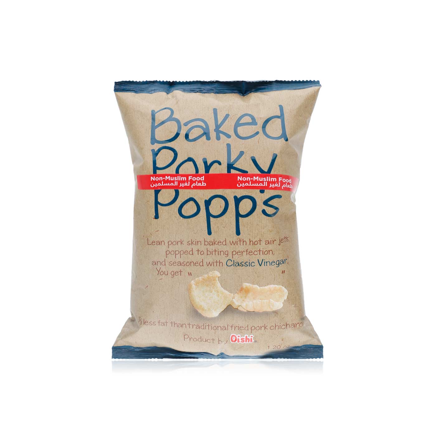 Oishi Baked Porky Popps Vinegar Flavour 34g