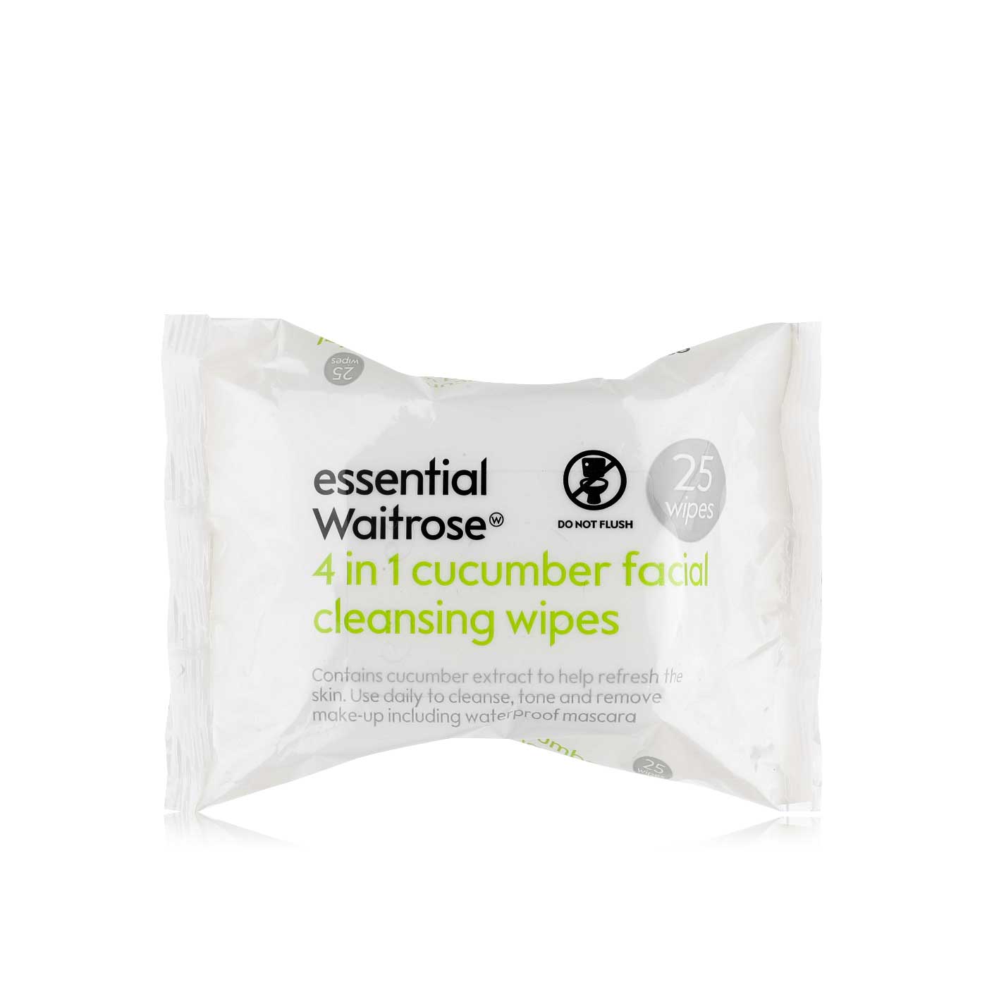 Waitrose Essential 4-in-1 Cucumber Cleansing Wipes x 25