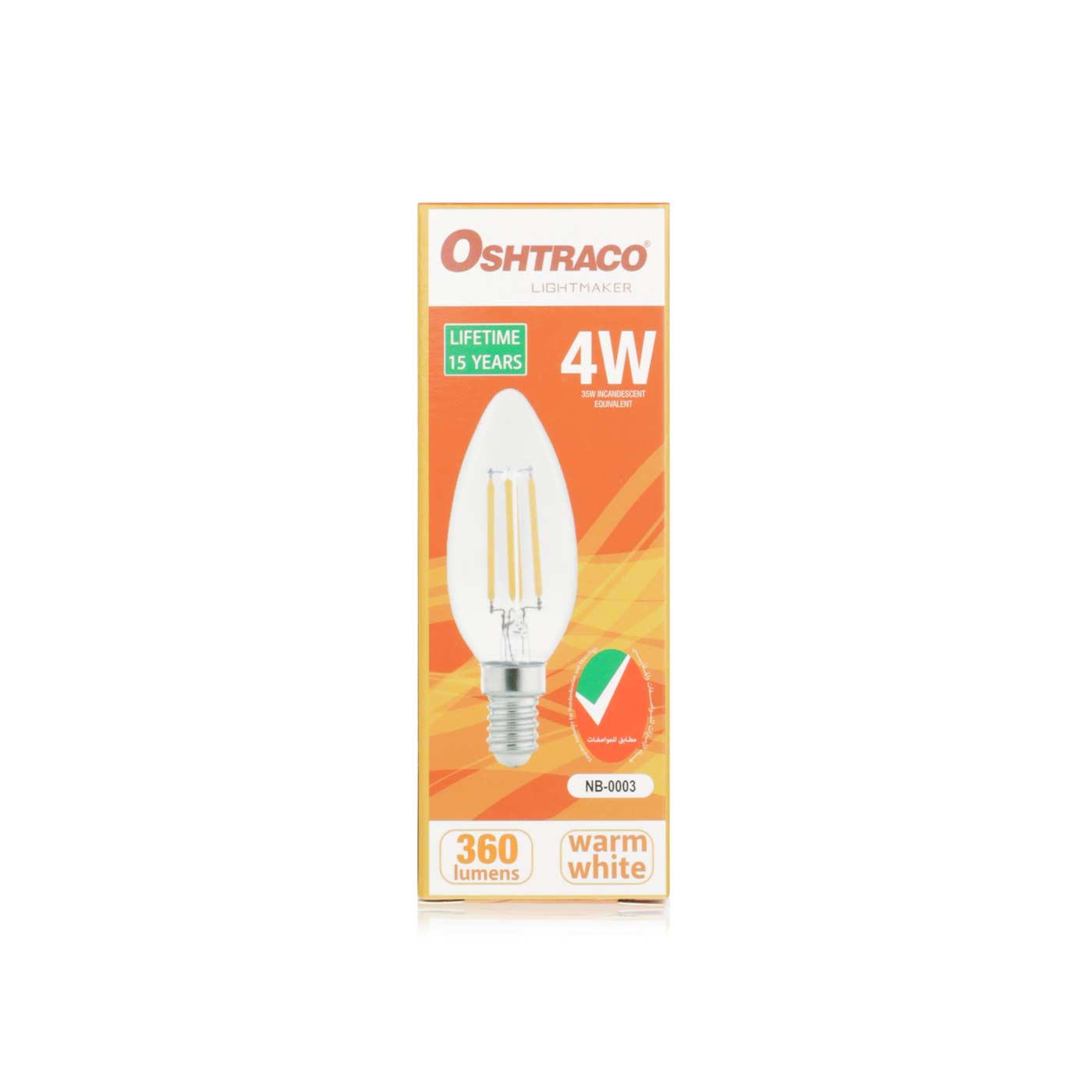 Oshtraco LED Candle Warm White Light Bulb 4w