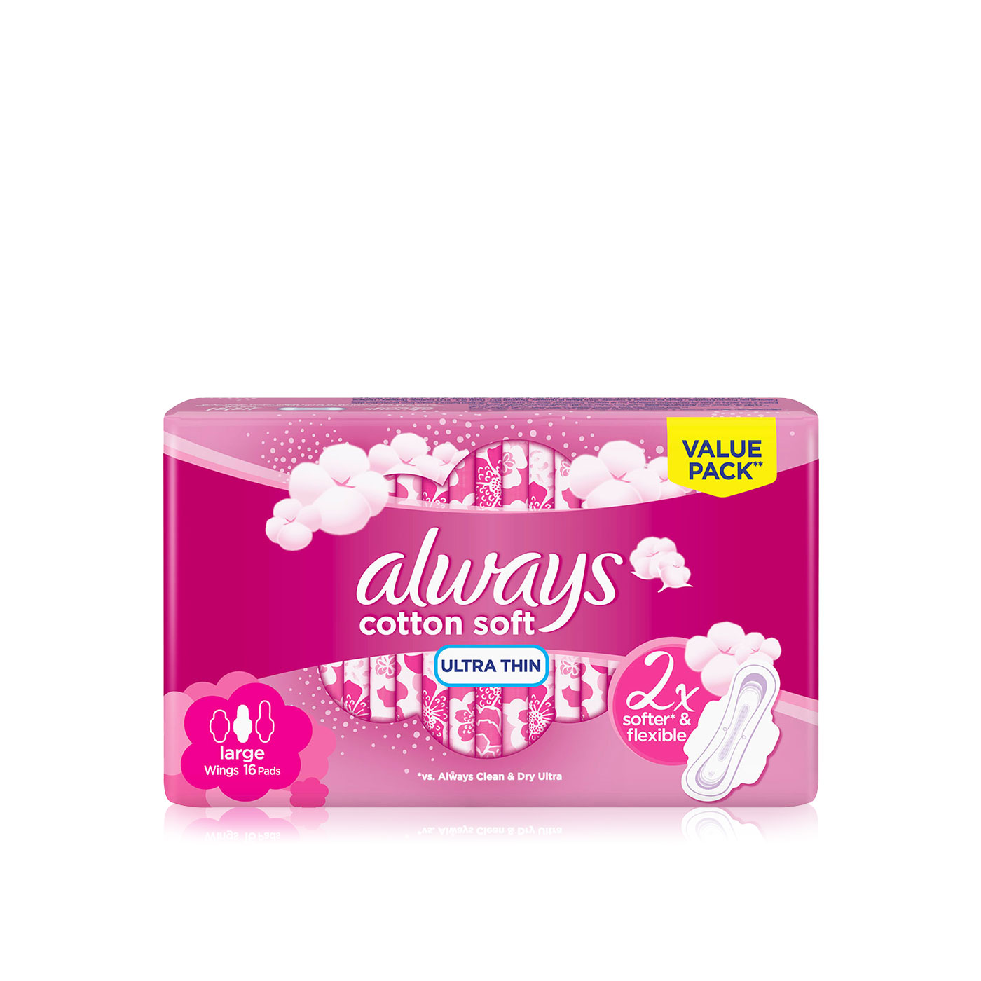 Always Cotton Soft Ula Thin Large Sanitary Pads x 16