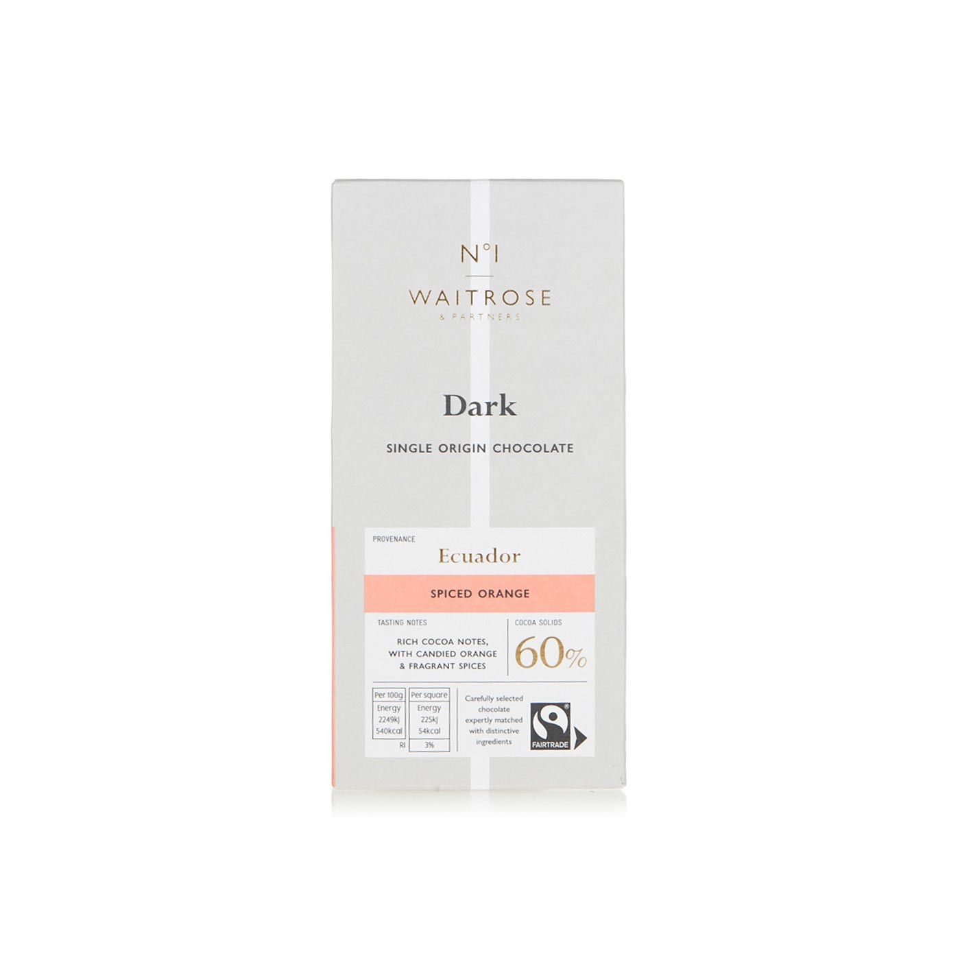 Waitrose No.1 Dark Chocolate with Spiced Orange 30g
