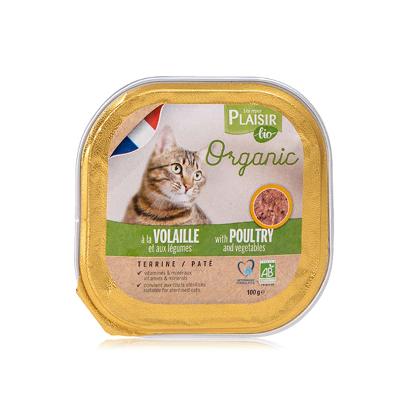 Plaisir Bio Organic terrine with poultry and vegetables for cats 100g ...