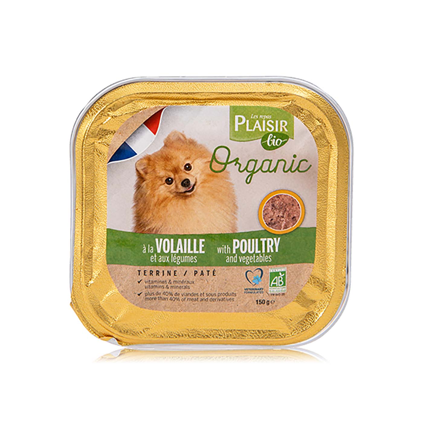 Plaisir Bio Organic terrine with poultry and vegetabes for dogs 150g ...