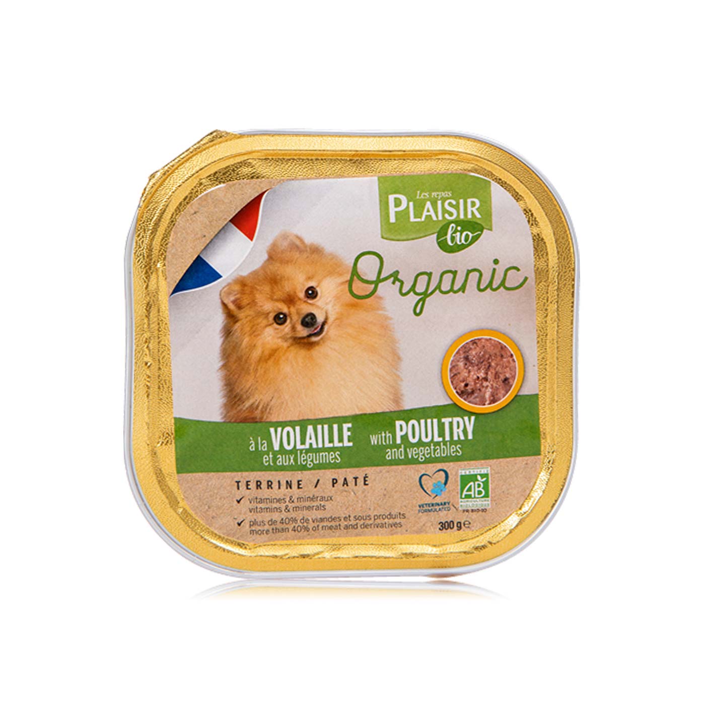 Plaisir Bio Organic Terrine with Pouly and Vegetabes for Dogs 300g