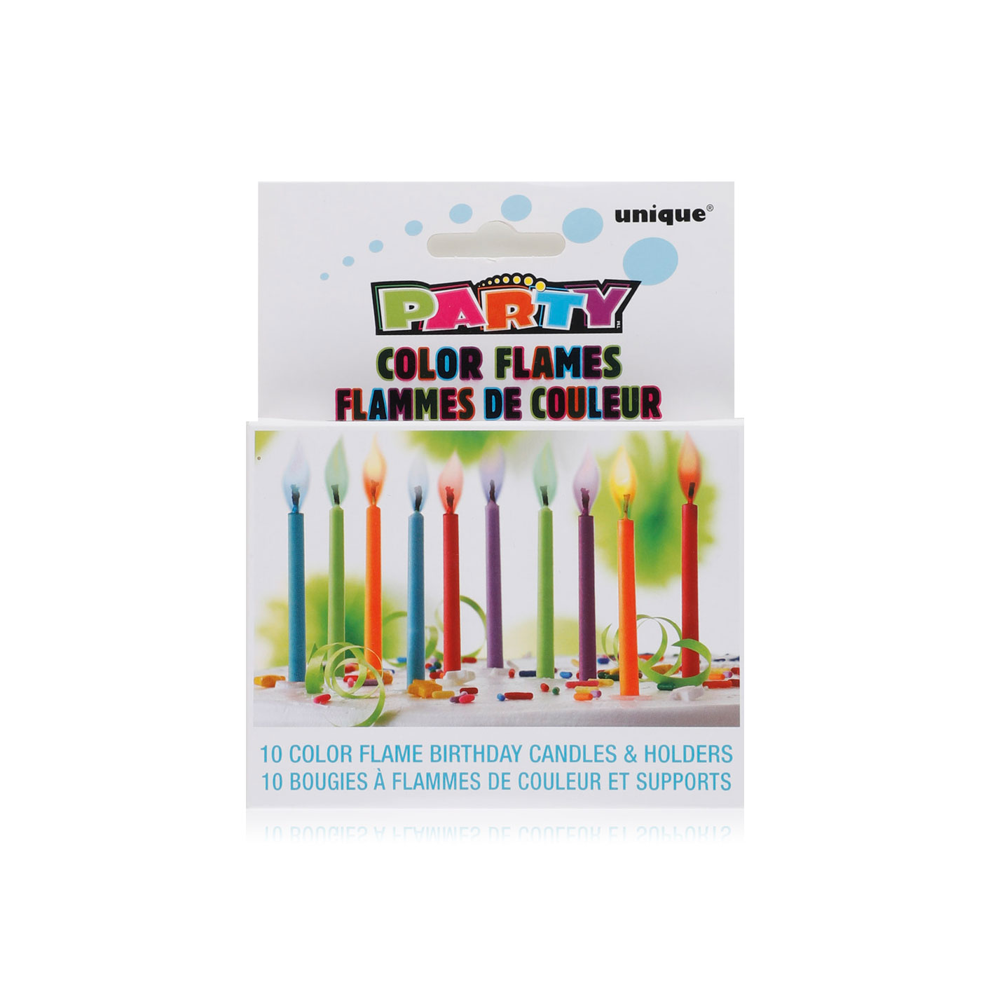 Unique Color Flames Birthday Candles and Holders x 10