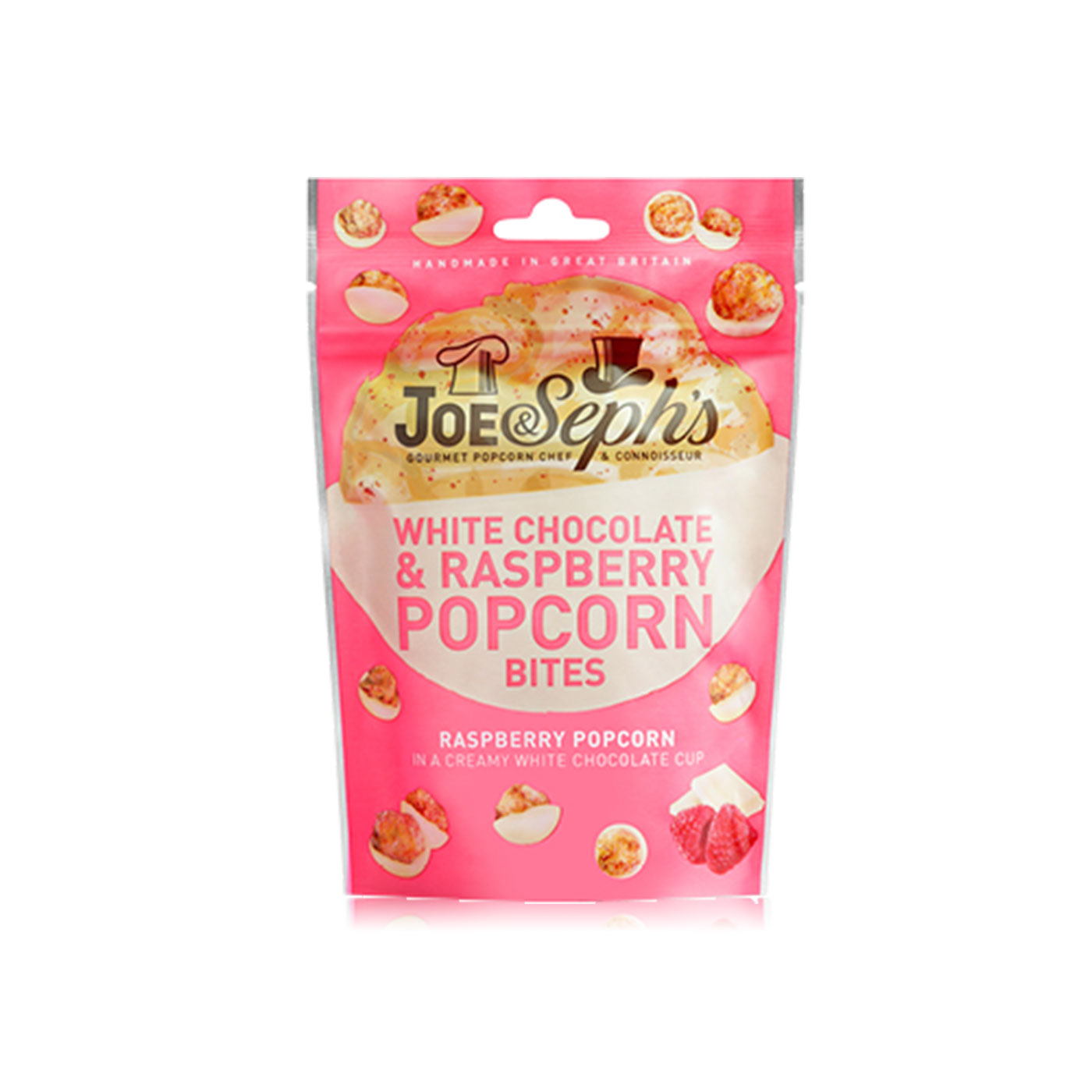 Joe & Seph's White Chocolate & Raspberry Popcorn Bites 63g