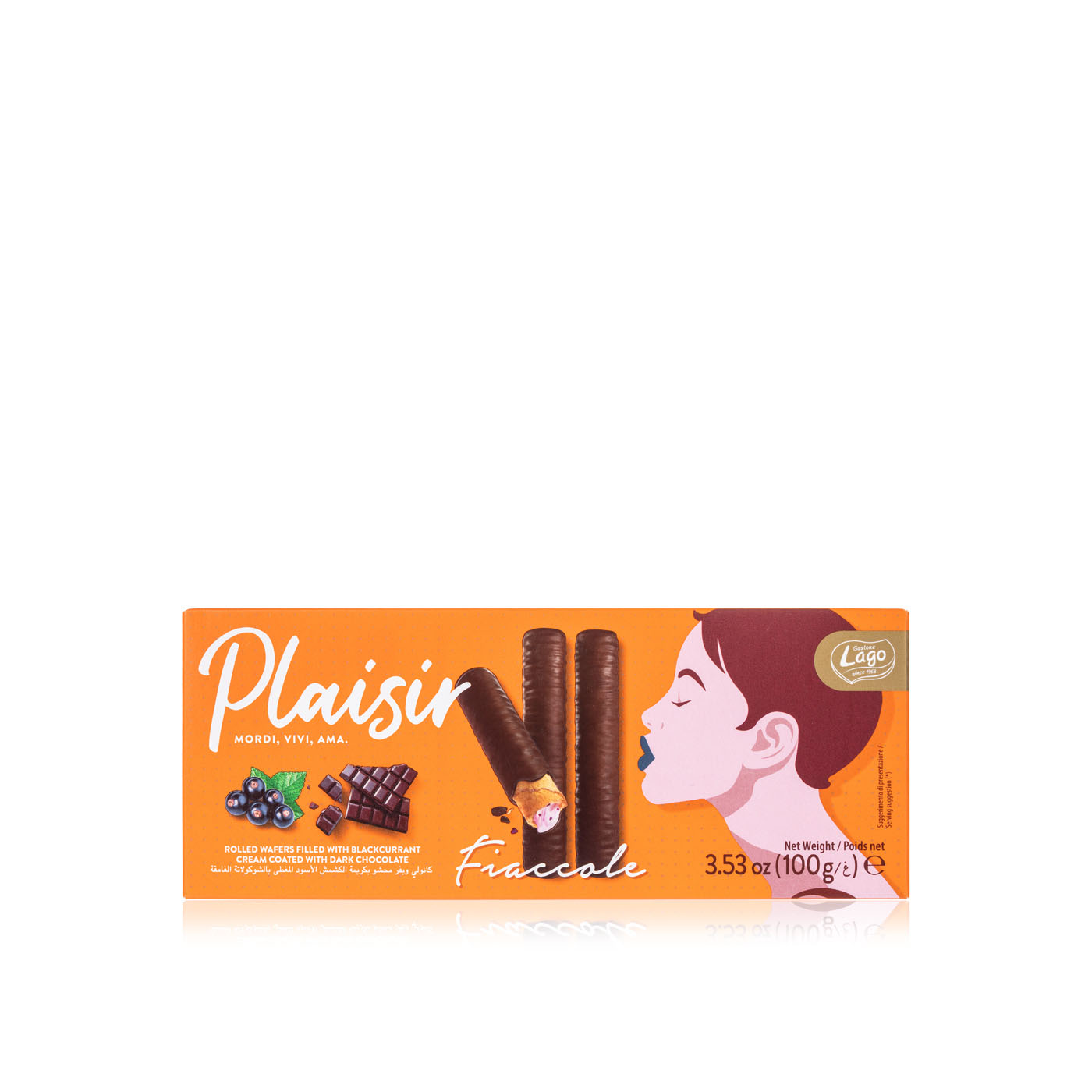 Lago Plaisir Blackcurrant Dark Chocolate Wafers 100g