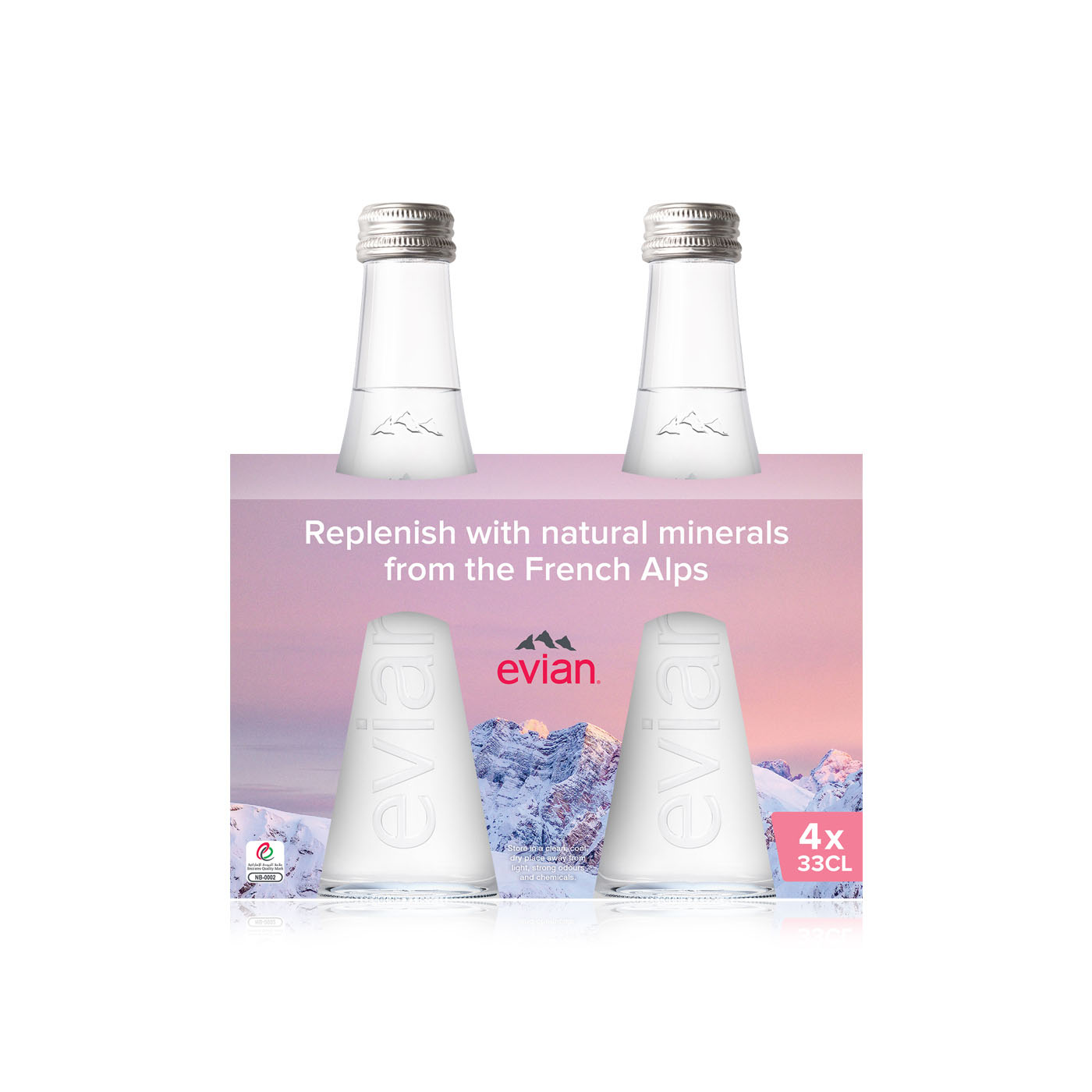 Evian Mineral Water in Glass Bottle 330ml x 4