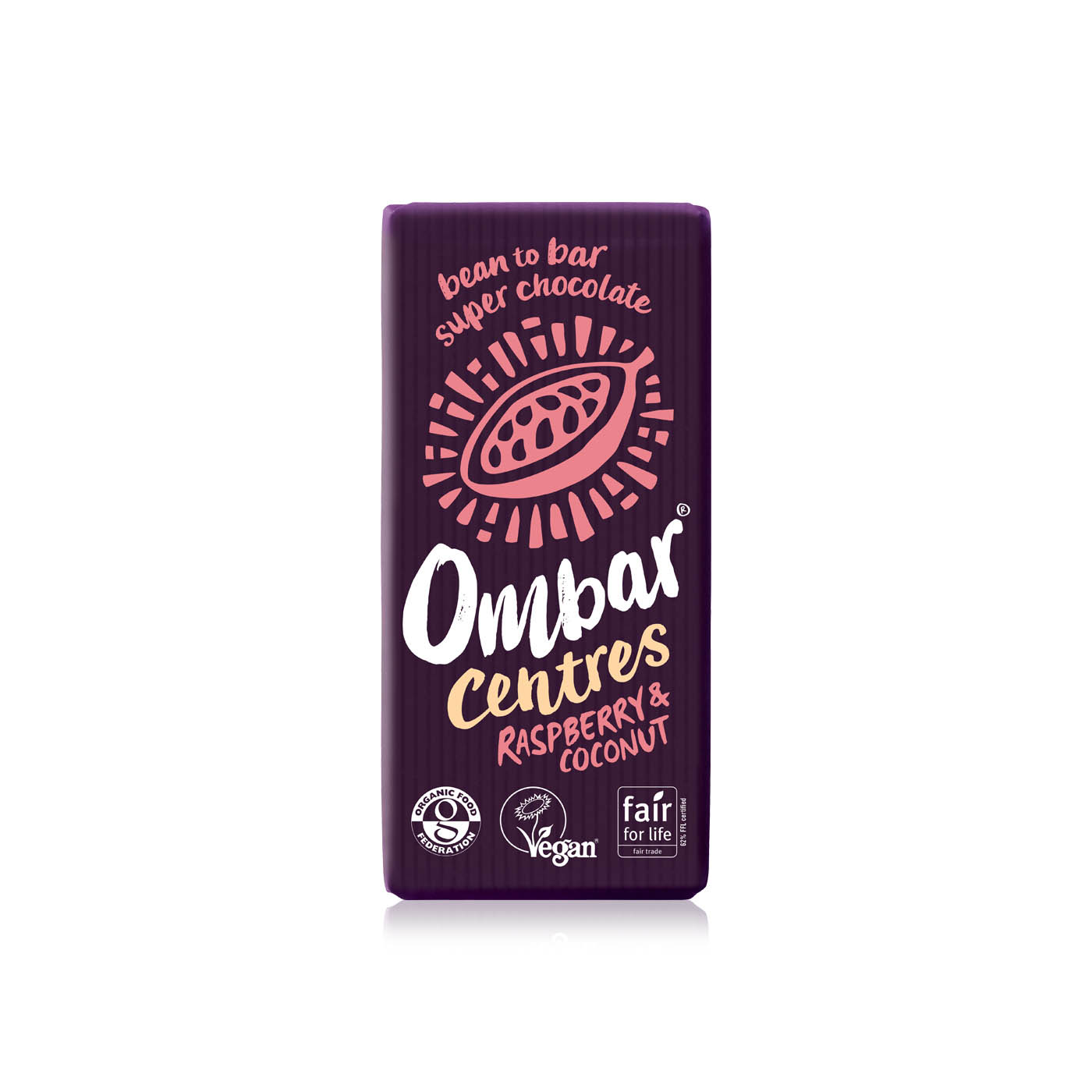 Ombar Vegan Centres Raspberry and Coconut Chocolate Bar 70g