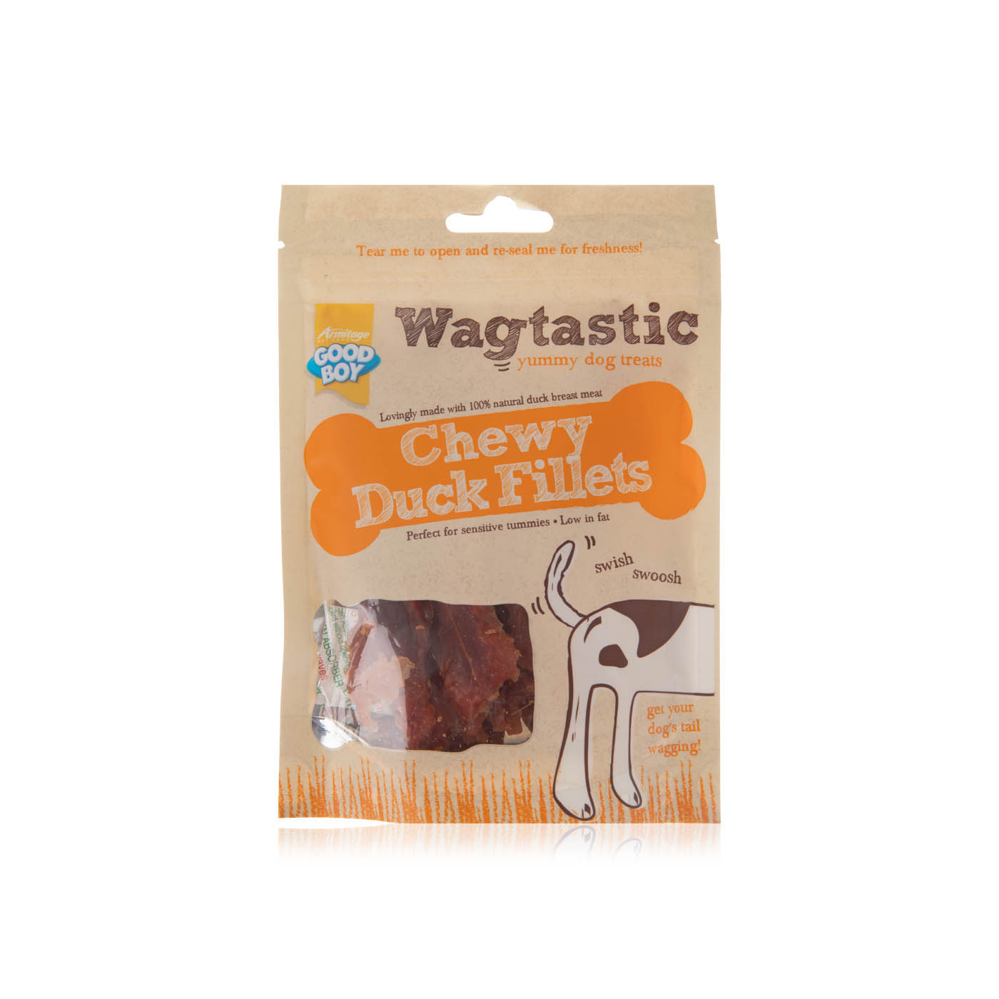 Wagtastic chewy duck fillets dog treats 80g Spinneys UAE