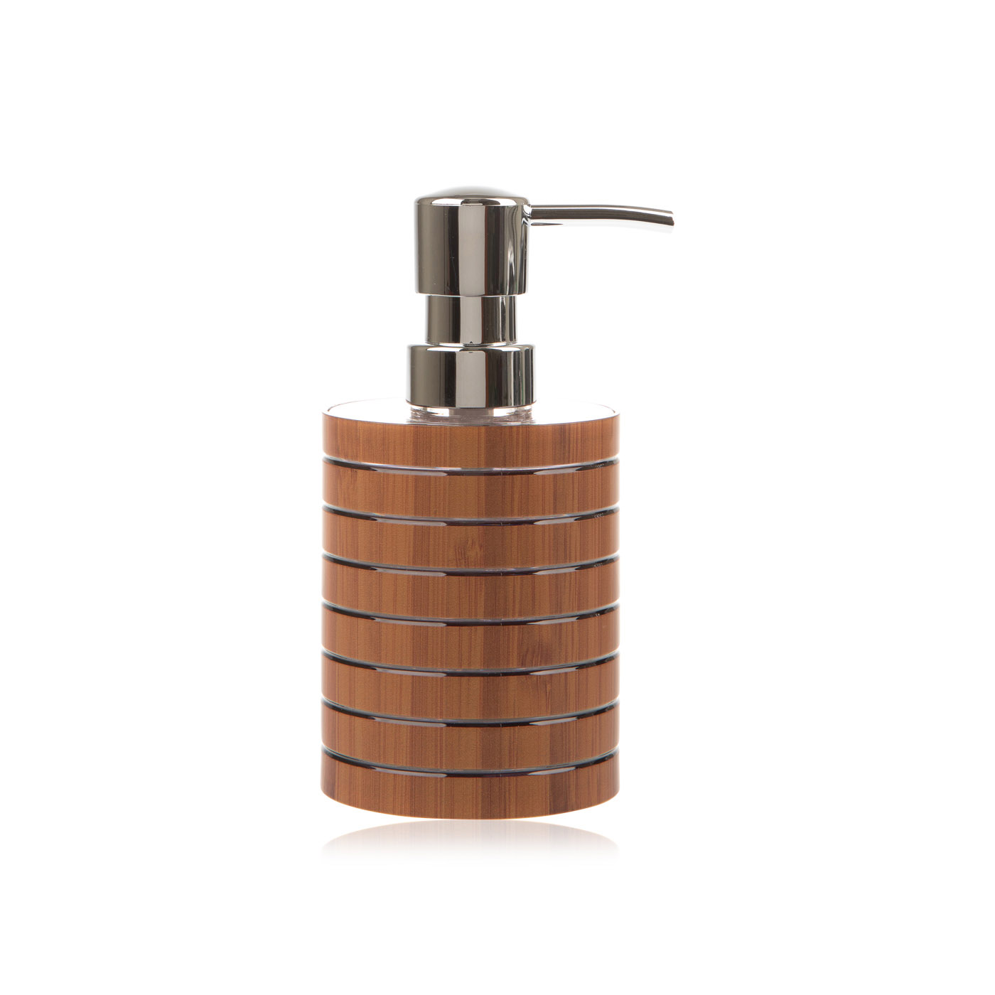 Style Bamboo Finish Round Soap Dispenser