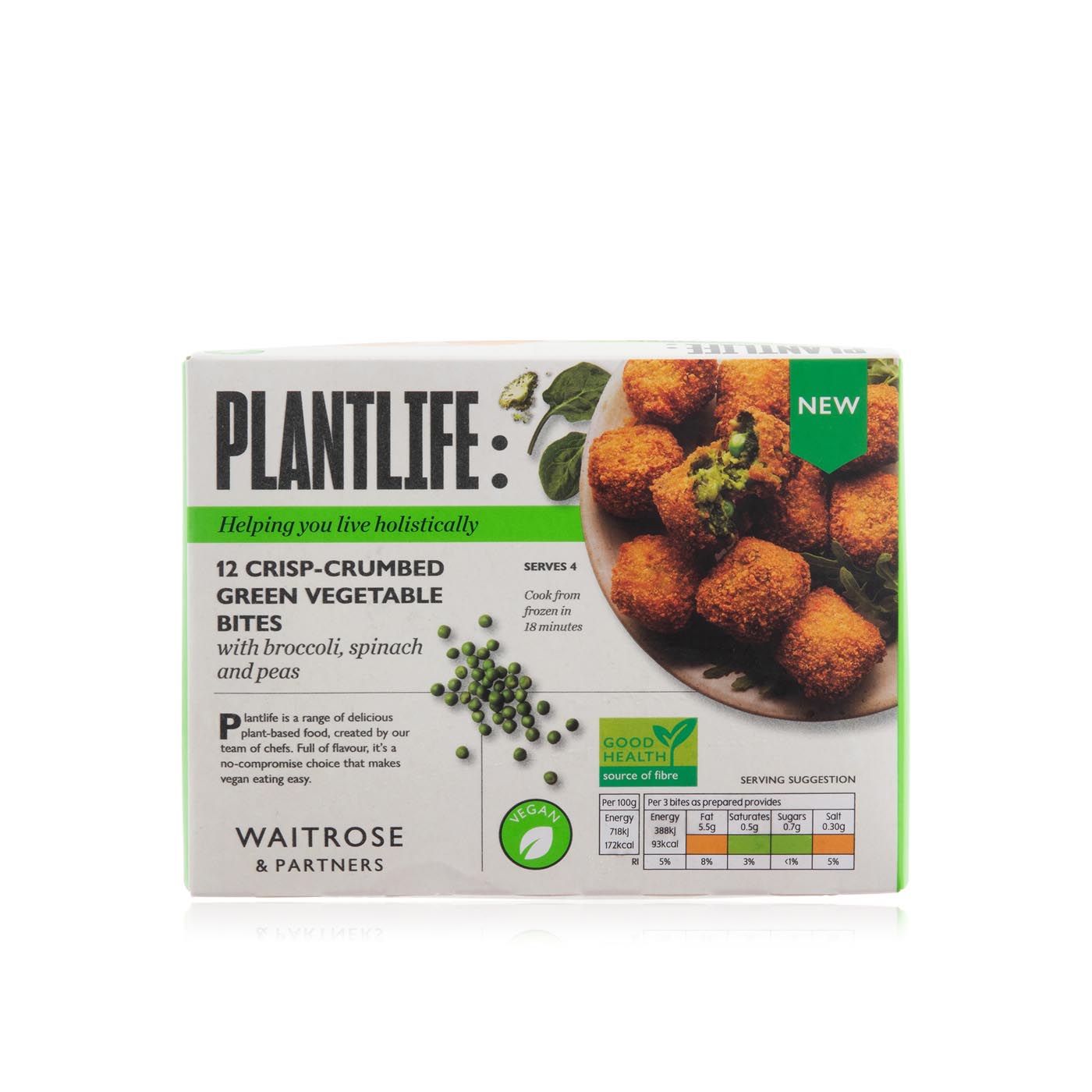 Waitrose Frozen Plantliving: 12 Crisp-Crumbed Green Vegetable Bites 240G