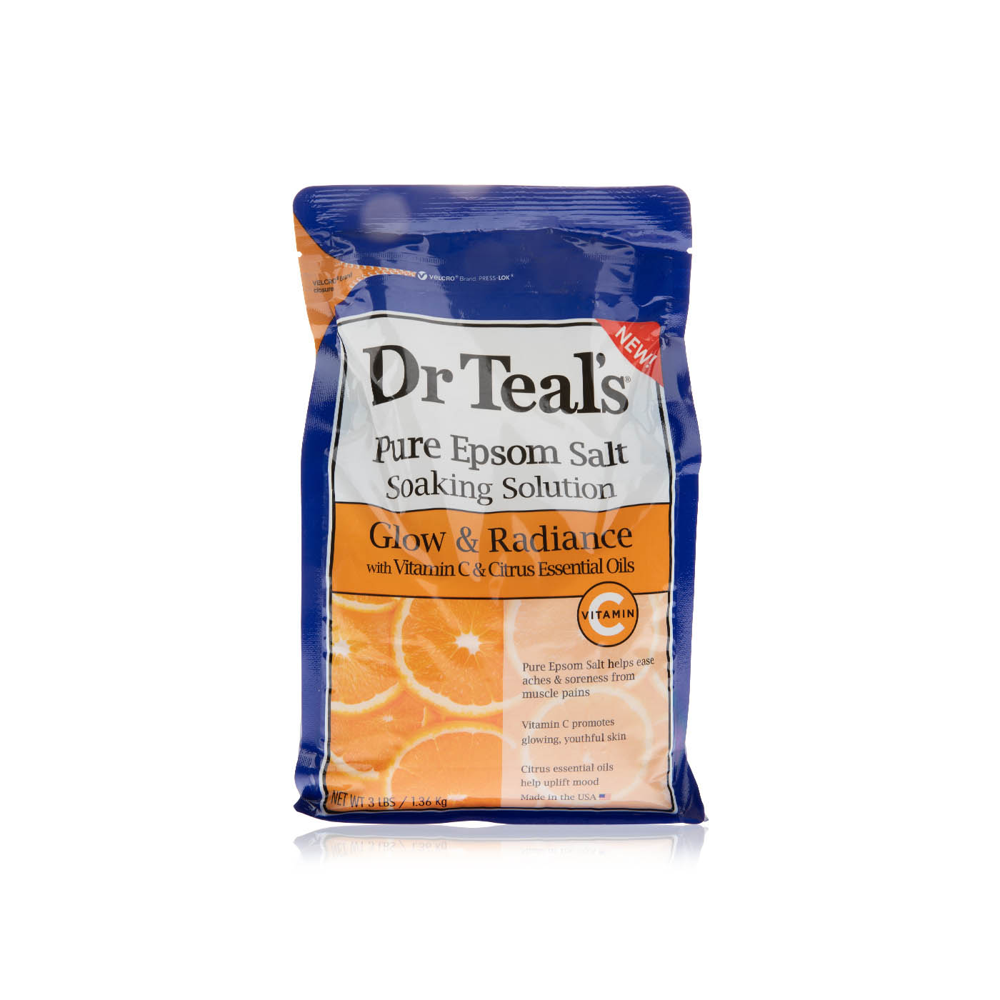 Dr Teal's Glow and Radiance Pure Epsom Salt Soak with Vitamin C 1.36kg