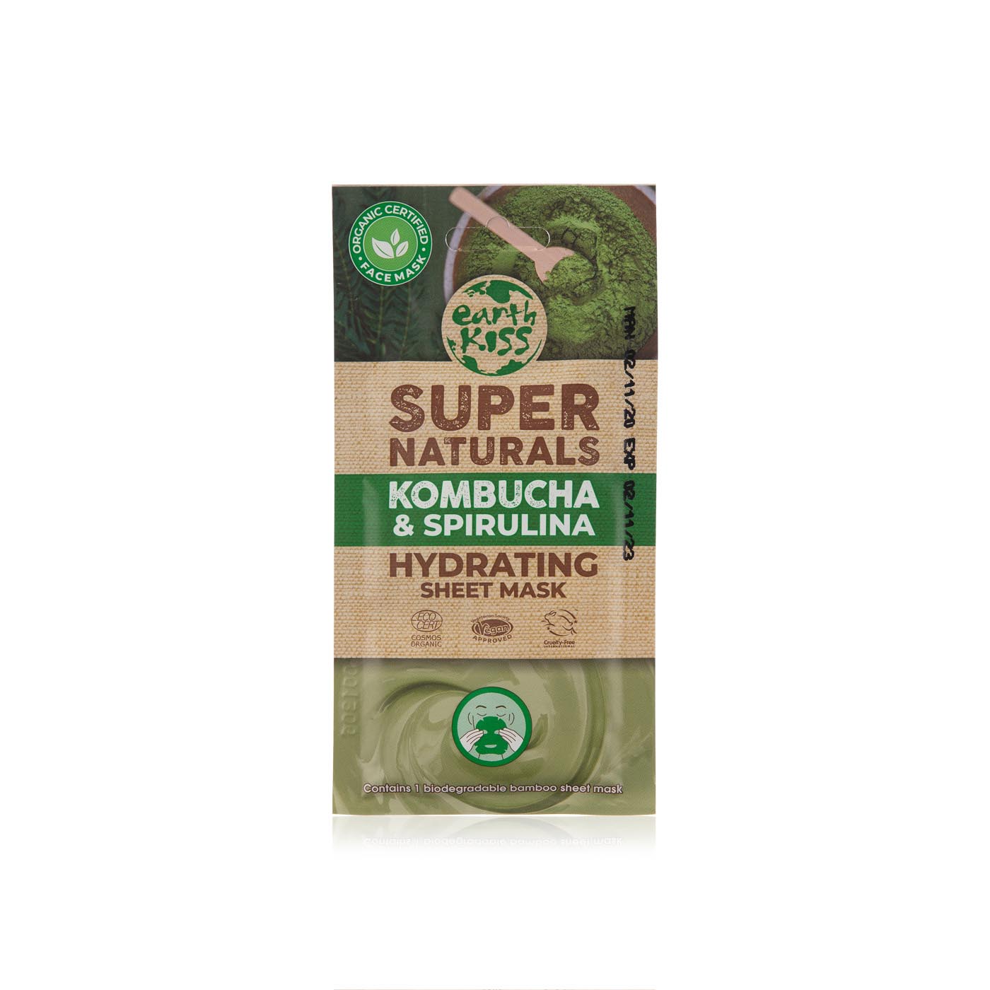 Earth Kiss kombucha and spirulina hydrating sheet mask 10g Spinneys UAE