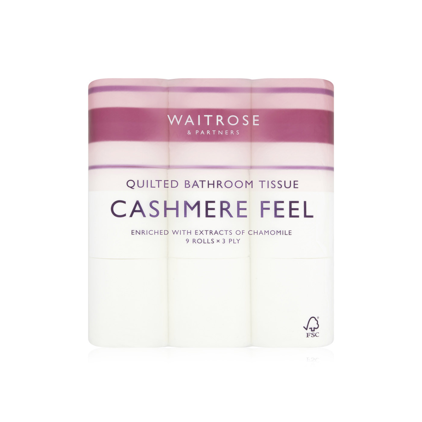 Waitrose Quilted Bathroom Tissue with Extracts of Cashmere 3ply x 9 Rolls