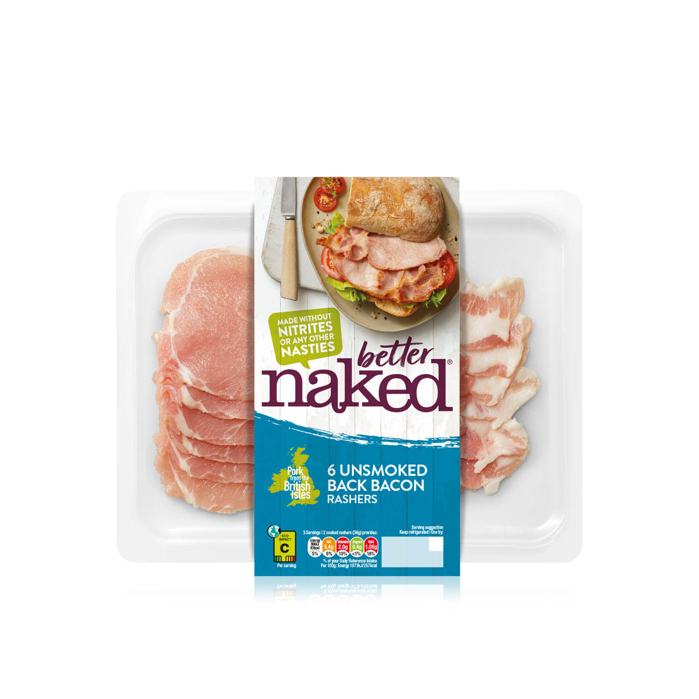 Finnebrogue Naked Unsmoked Back Bacon 200g