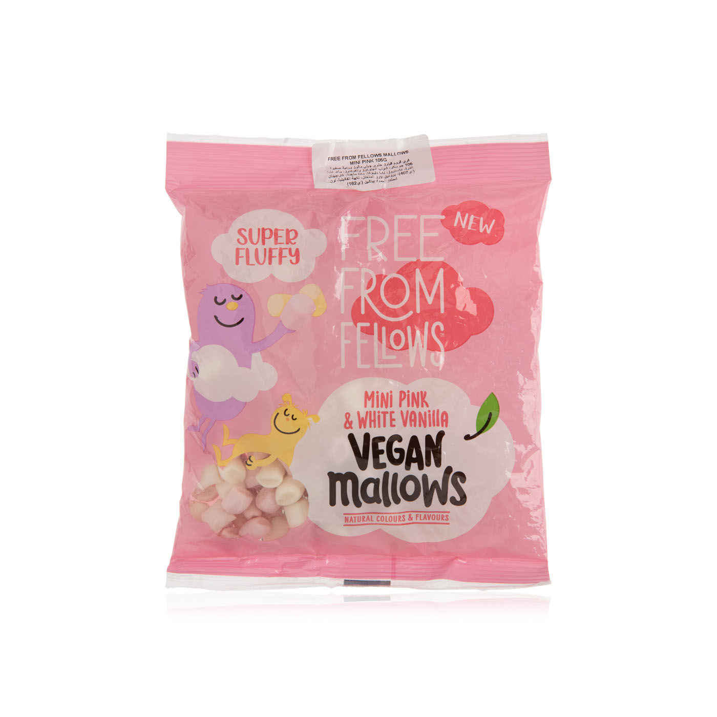 Free From Fellows mini vanilla vegan marshmallows pink and white 105g