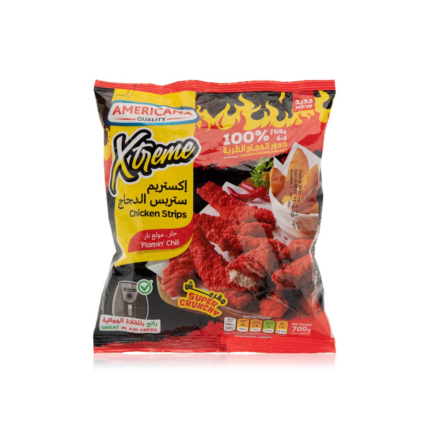 Americana Frozen Xtreme Chicken Strips Flamin' Chilli 700G