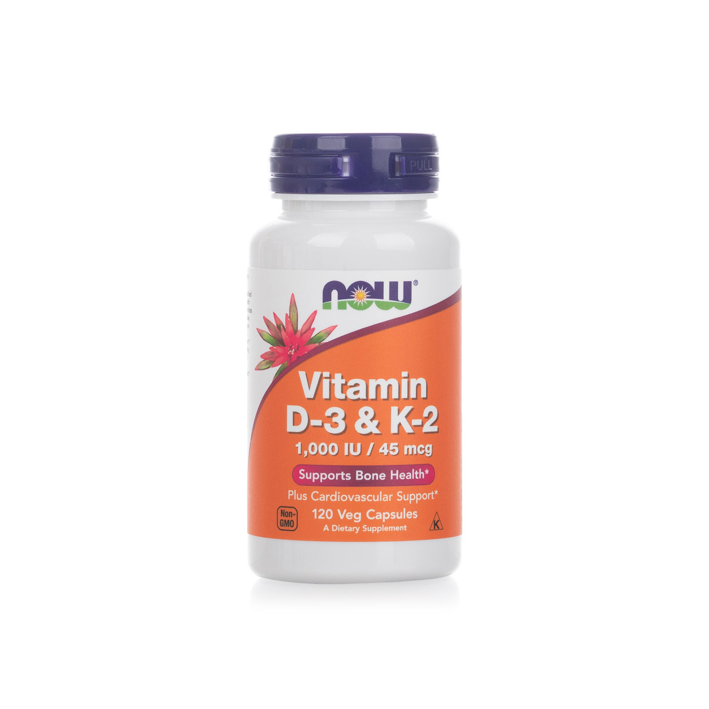 Now Vitamin D3 and K2 1000 Iu 45mcg 120 Vegetarian Capsules